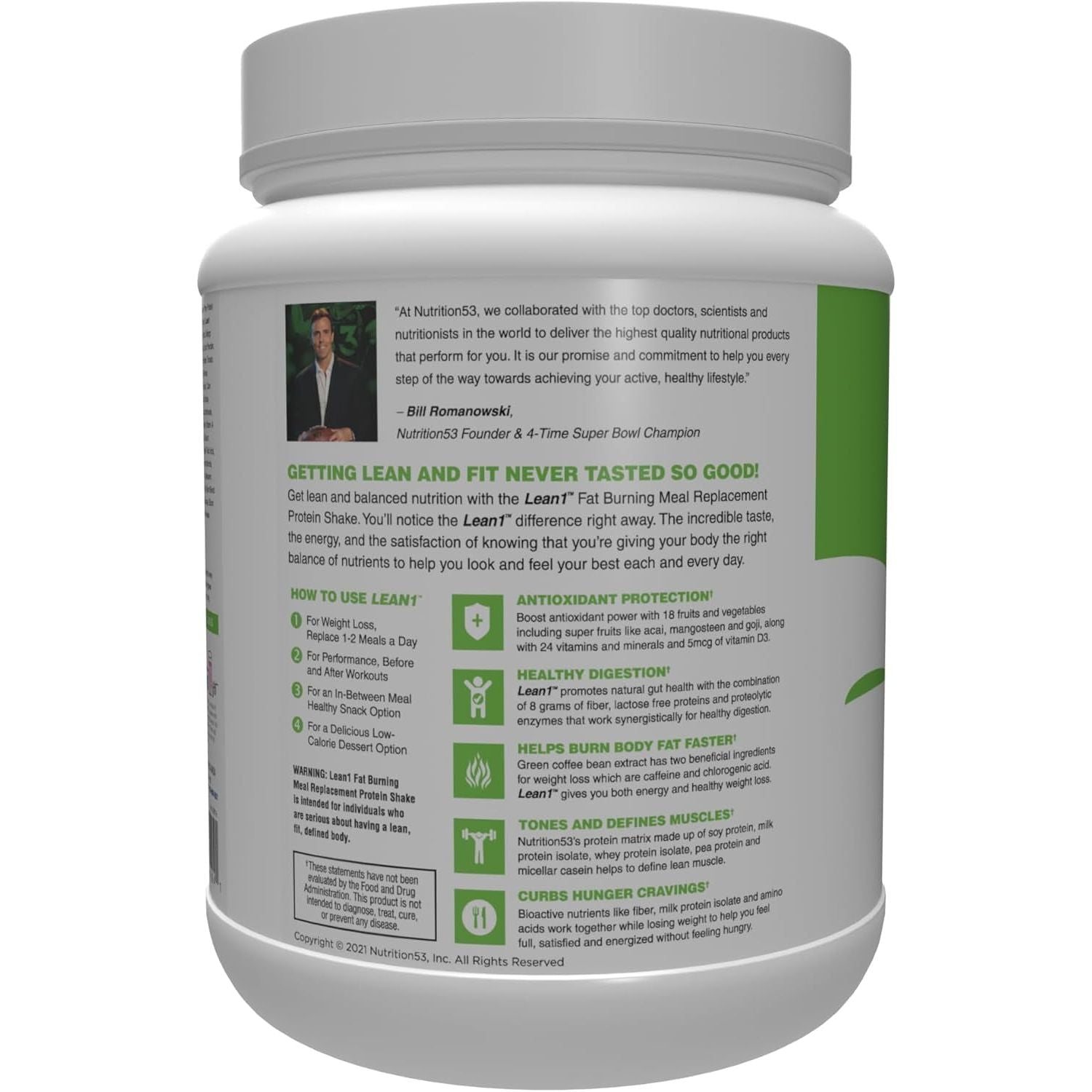 Nutrition 53 Lean 1 Meal Replacement Powder for Weight Loss & Fat Burner (15 Servings)