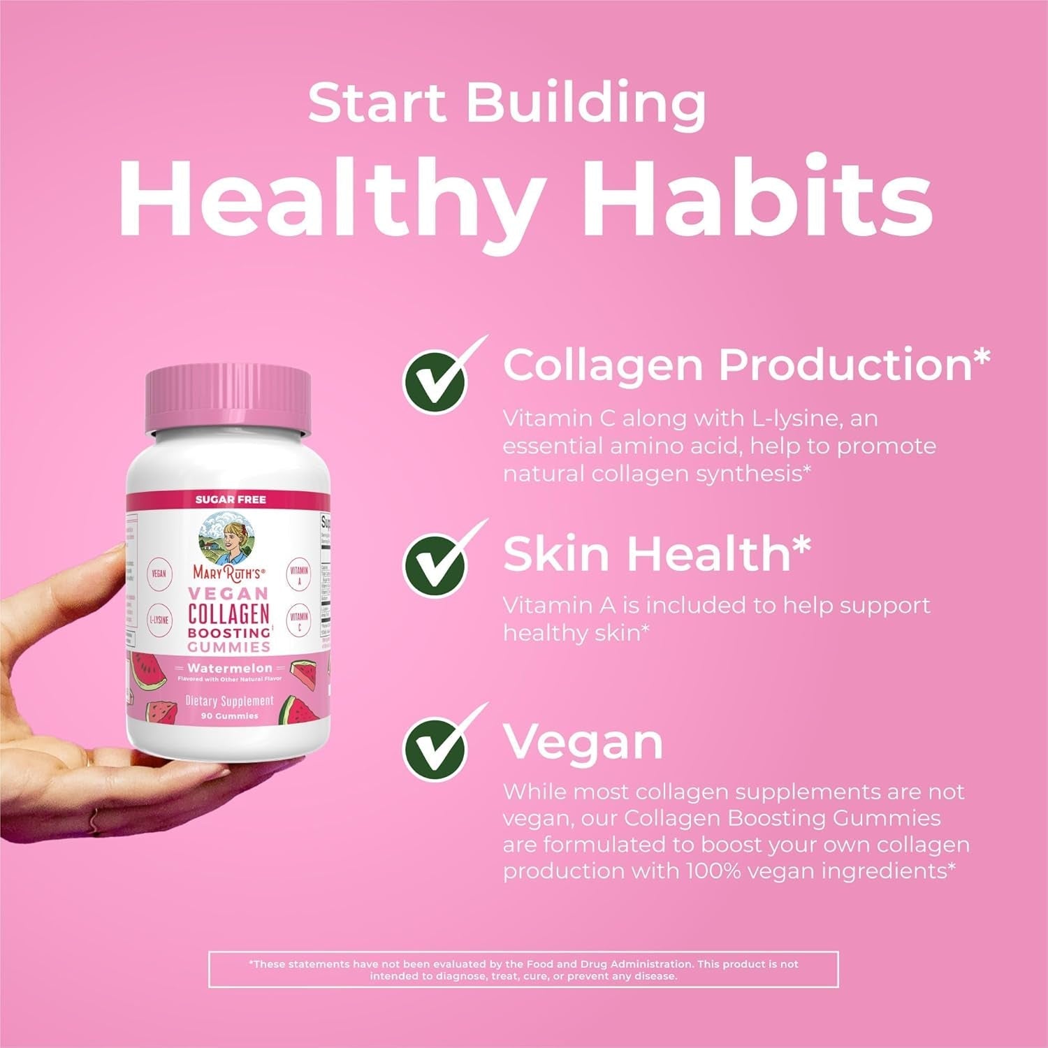 Maryruth Organics Vegan Collagen for Women & Men, Collagen Boosting Gummies, 90 Servings
