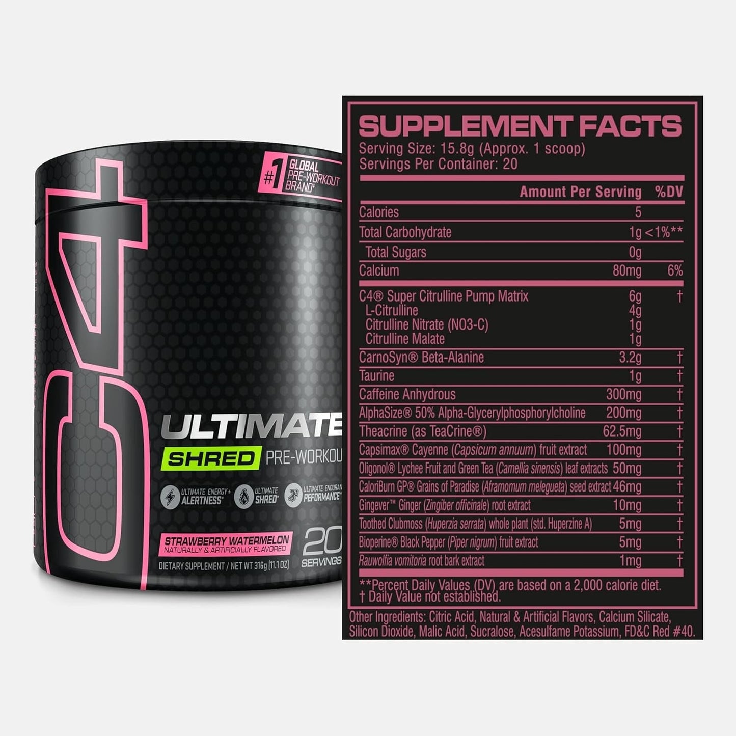 Cellucor C4 Ultimate Shred Pre Workout Powder, Strawberry Watermelon, 20 Servings