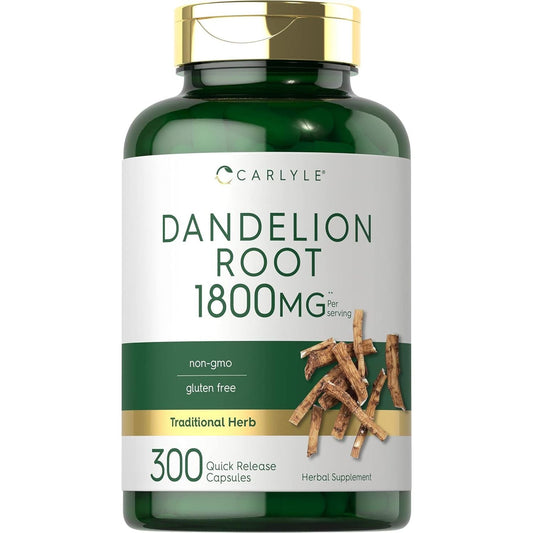 Carlyle Dandelion Root | 1800Mg | 300 Capsules | Non-Gmo, Gluten Free Supplement