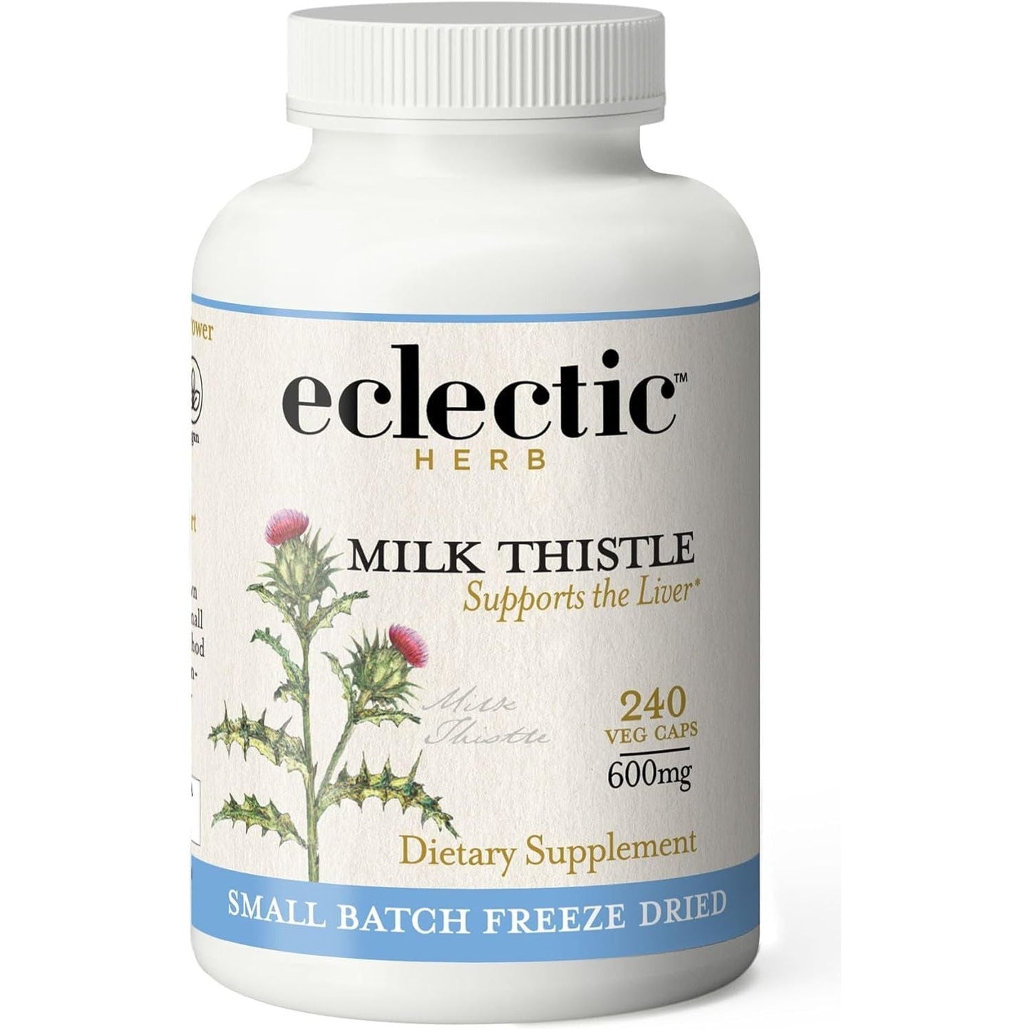 Eclectic Institute Raw Freeze-Dried Non-Gmo Milk Thistle | with Silymarin for Liver Support - Detox, Cleanse & Maintain | 240 CT