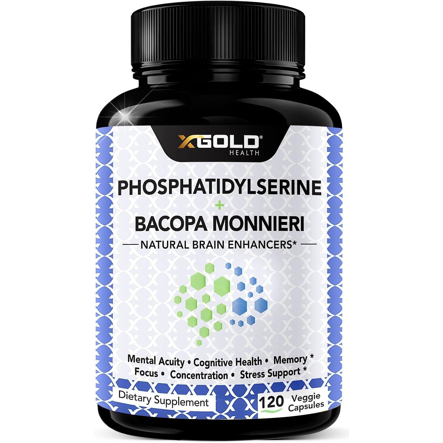 Phosphatidylserine & Bacopa Monnieri 400 Mg 2 in 1 Supplement - Natural Brain Enhancer/Nootropic - 120 Vegetarian Capsules