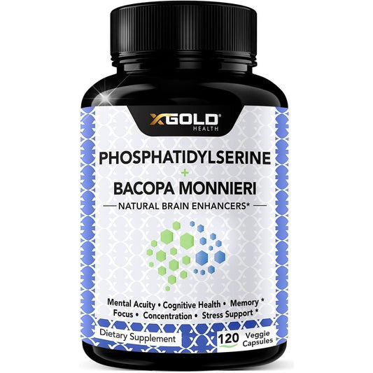 Phosphatidylserine & Bacopa Monnieri 400 Mg 2 in 1 Supplement - Natural Brain Enhancer/Nootropic - 120 Vegetarian Capsules