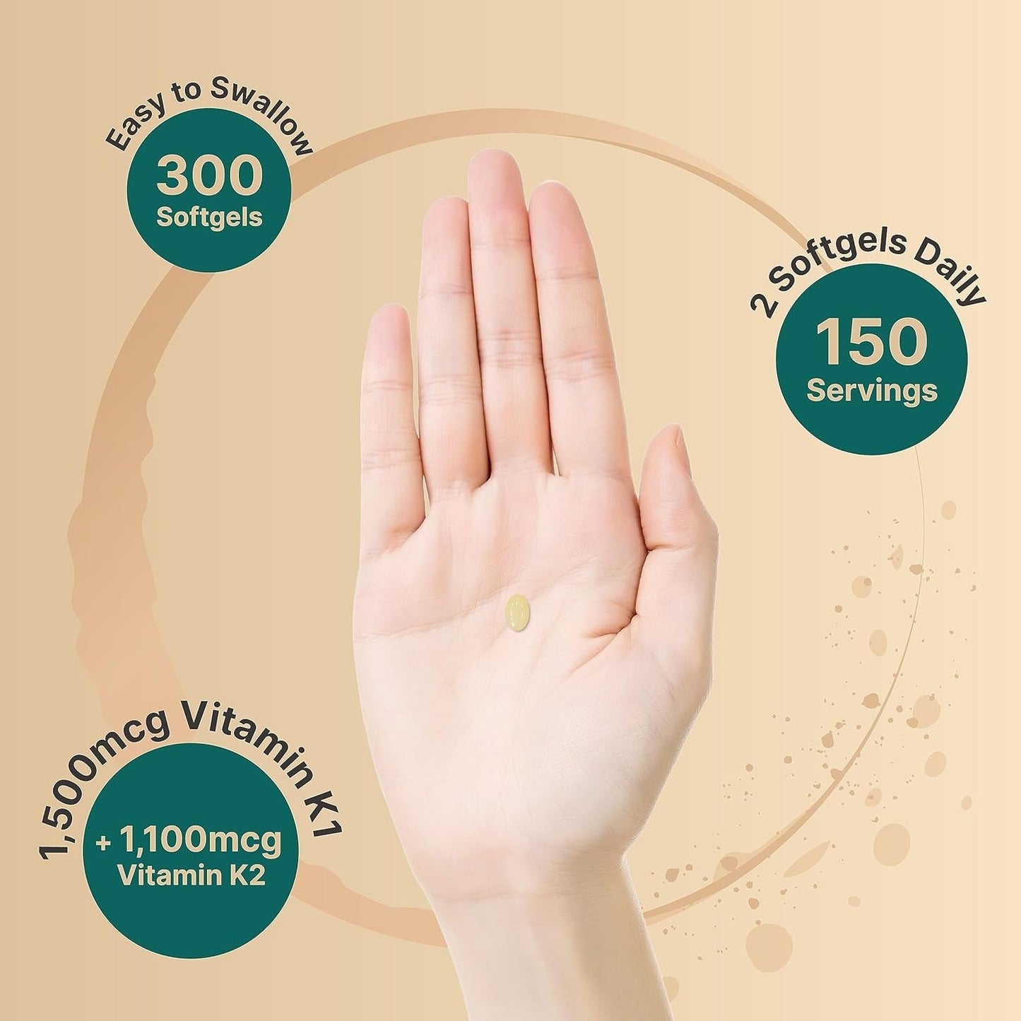 Naturebell Vitamin K Complex, 2,600Mcg per Serving, 300 Coconut Oil Softgels | Heart & Bone Support