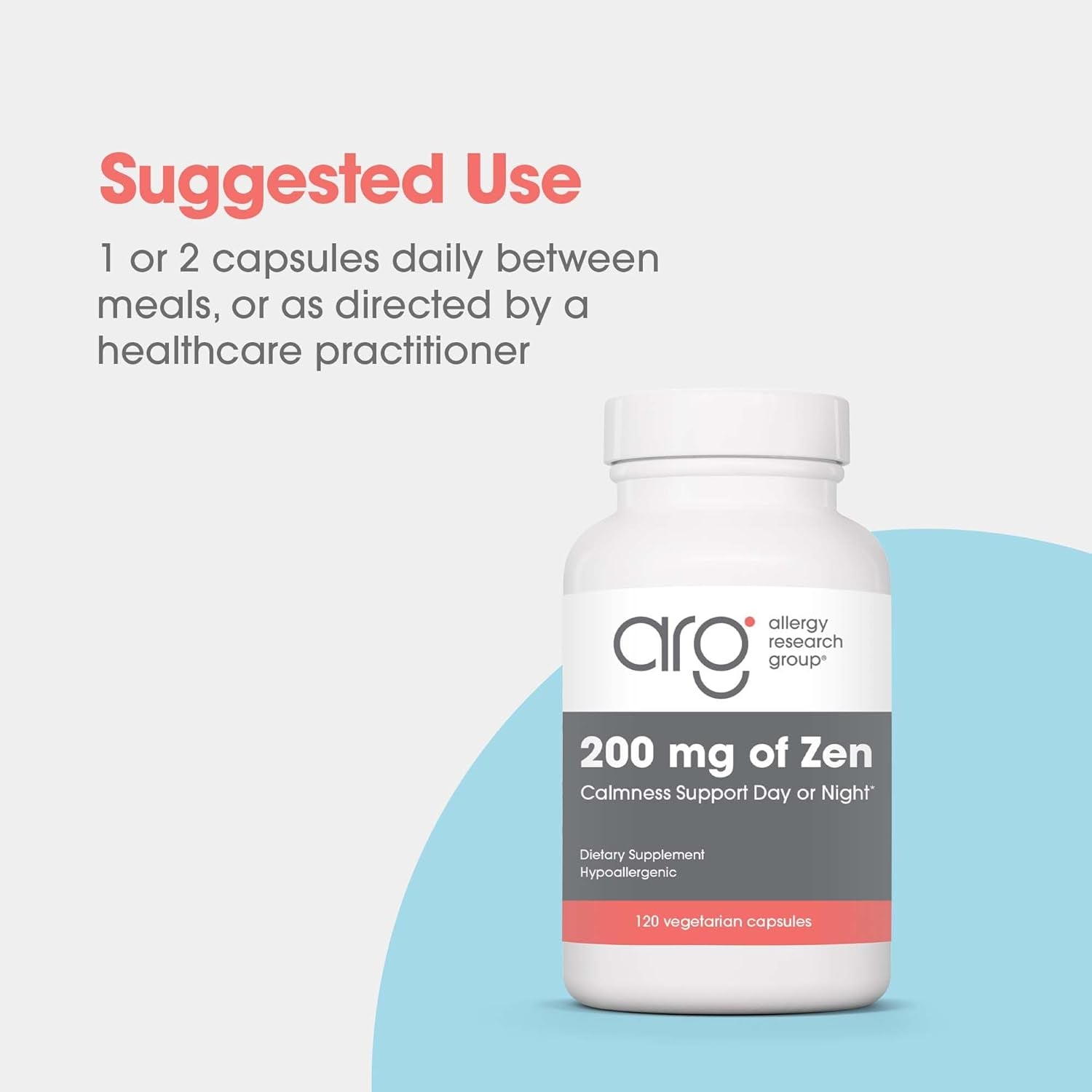Allergy Research Group 200Mg of Zen Supplement - Calmness Support, Day or Night - 120 Count