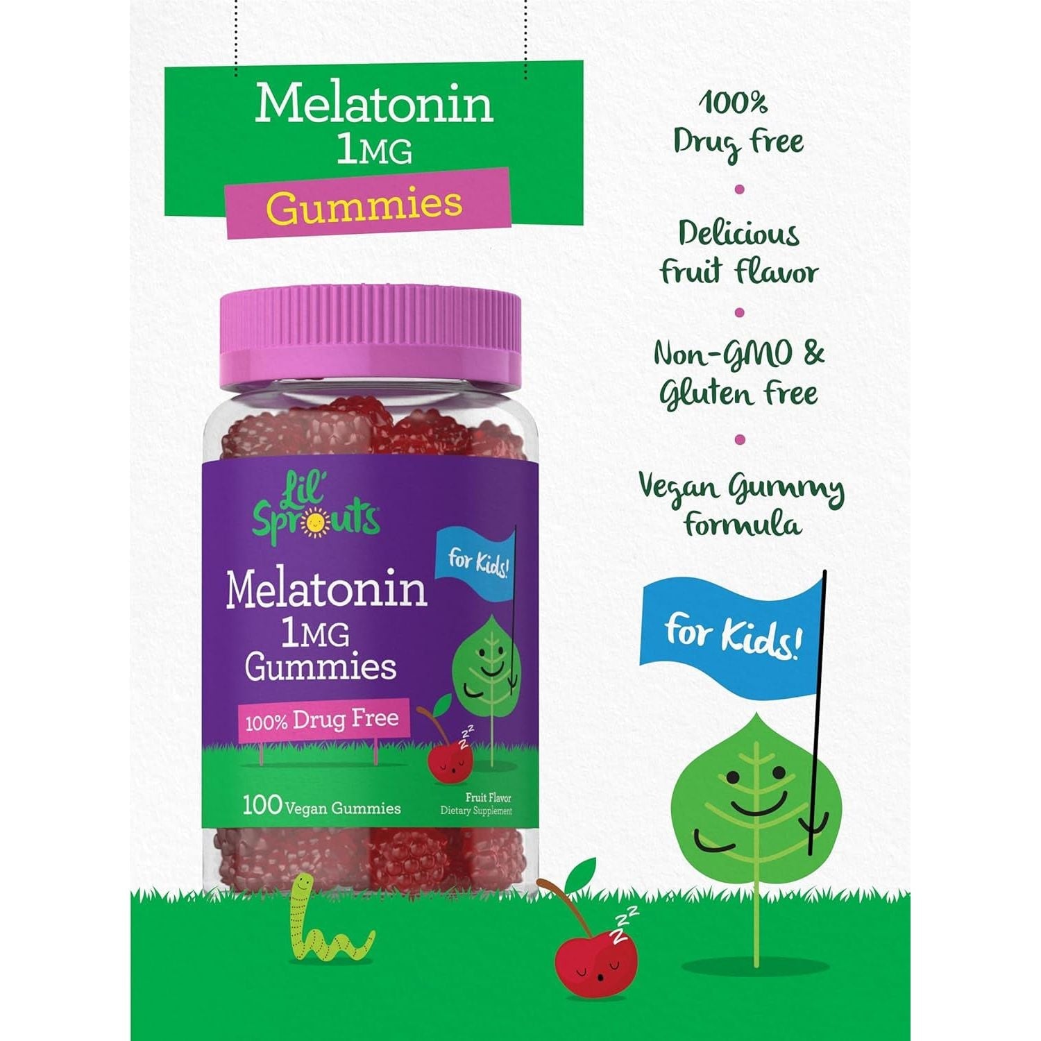 Carlyle Kids Melatonin Gummies | 1 Mg 100 Count | Fruit Flavor Gummy