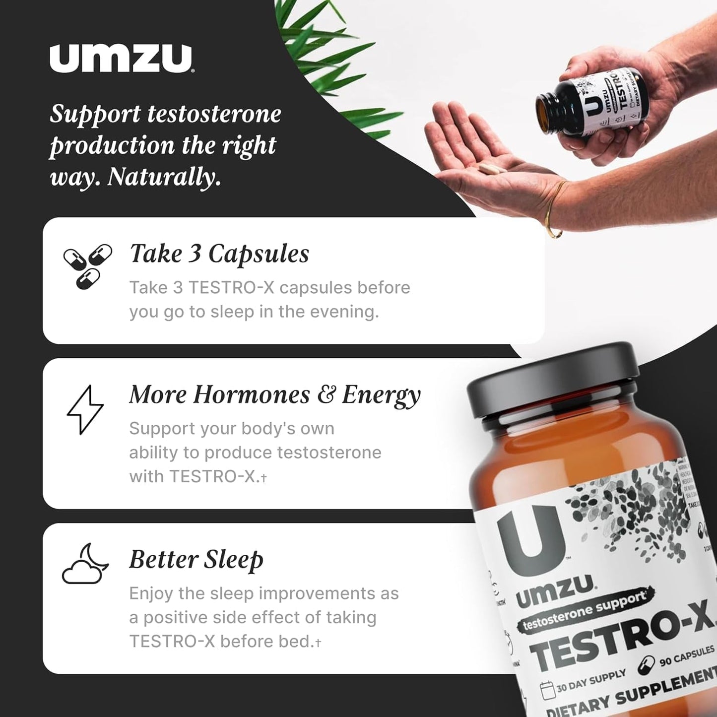 UMZU Testro-X Testosterone Supplement for Men | Support Energy, Strength, Stamina & Healthy T Levels (30 Day Supply)