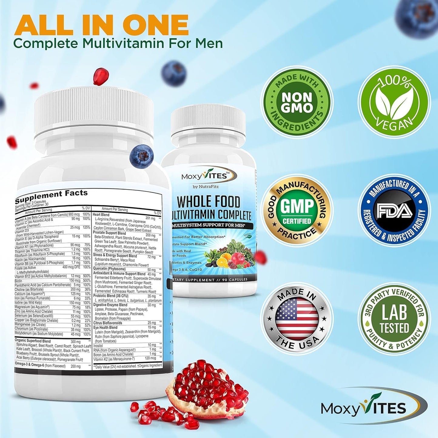 Mens Multivitamins - Daily Mens Vitamins with 44 Organic Whole Food