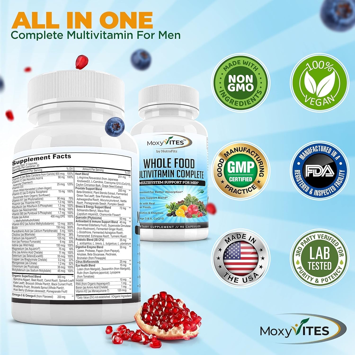 Mens Multivitamins - Daily Mens Vitamins with 44 Organic Whole Food