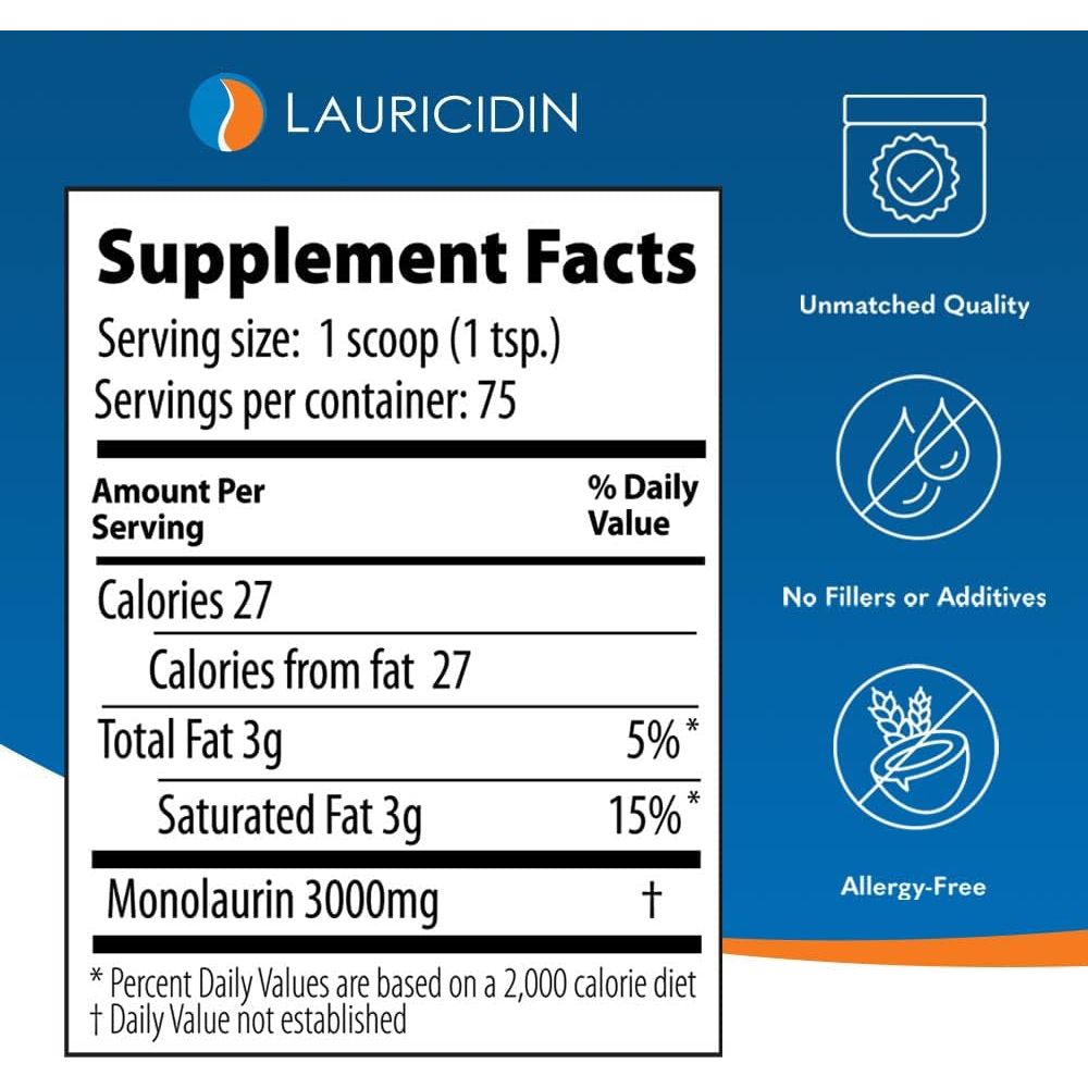 Lauricidin- the Original Monolaurin Supplement- 3000Mg per Serving- 227G per Jar (Essential Immune Support and Gut Health)