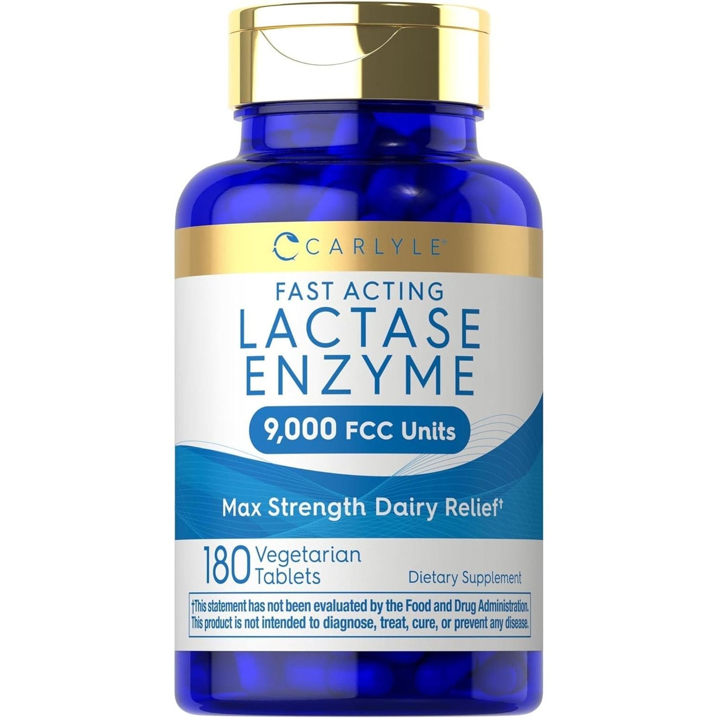Carlyle Lactase Enzyme Pills 9000 FCC | 180 Tablets | Fast Acting Dairy Relief Supplement