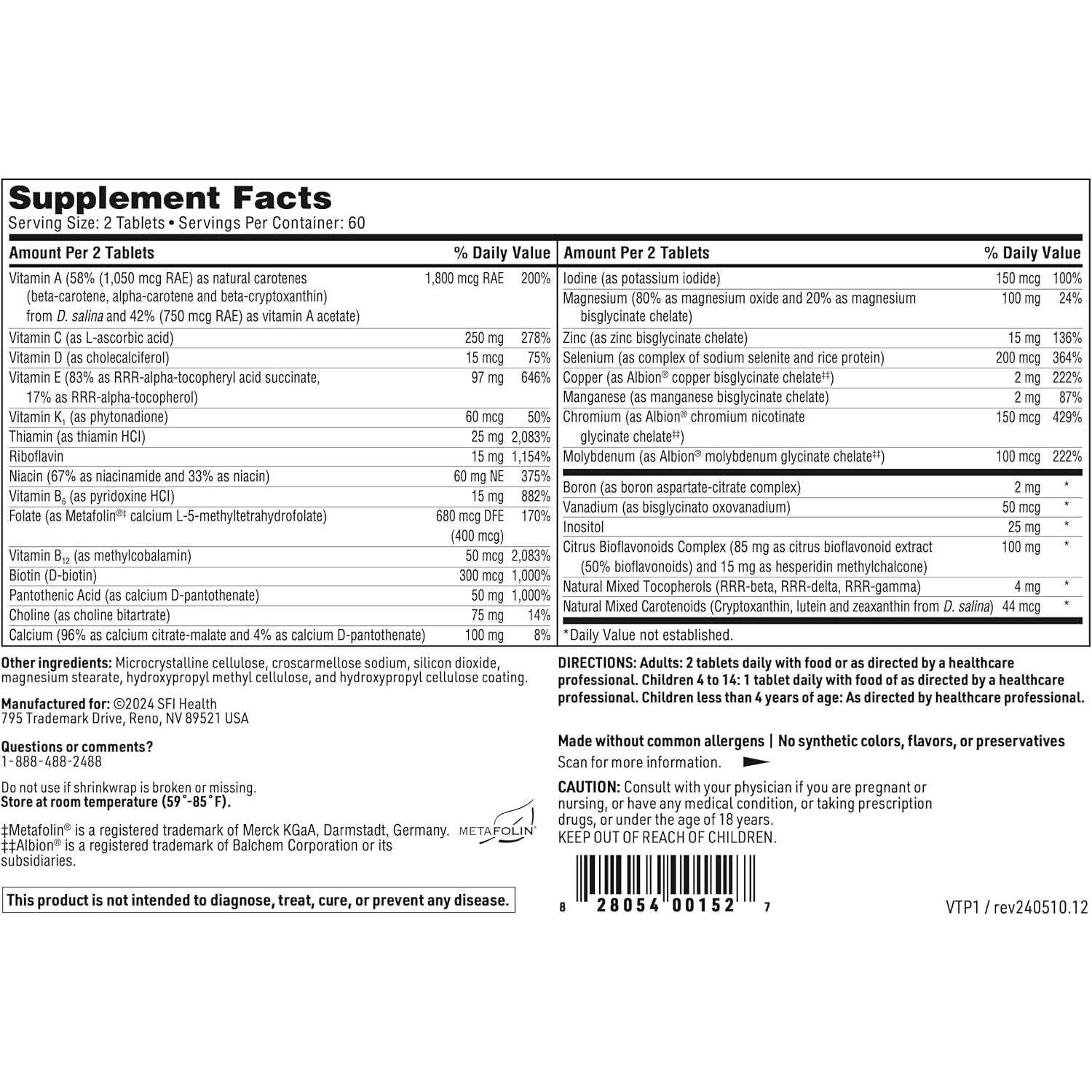 Klaire Labs Vitaprime - Multivitamin & Mineral - Nutrients to Help Support Energy (120 Tablets)