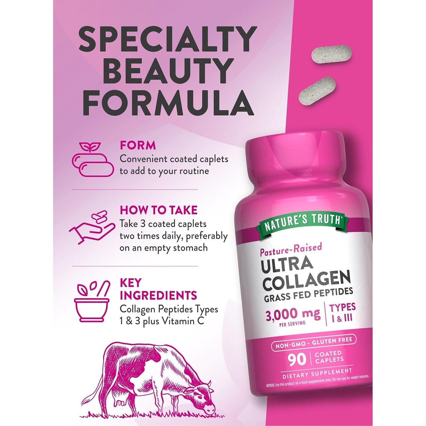 Nature'S Truth Collagen Peptides | 90 Caplets | Type 1 and 3 with Vitamin C