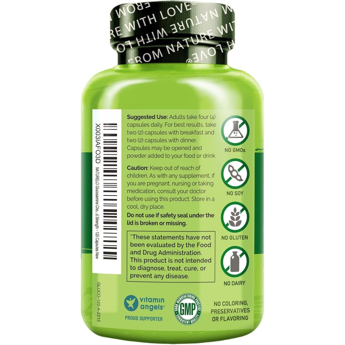 NATURELO Glucosamine Chondroitin MSM with Boswellia and Vitamin C - Joint Support Supplement - 120 Capsules