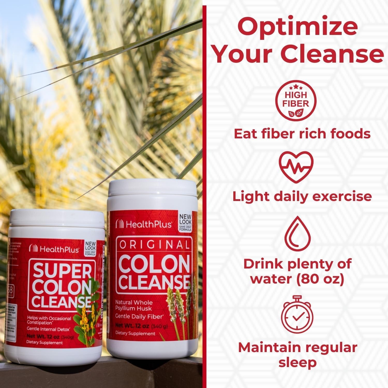 Health plus Super Colon Cleanse - Natural Detox, Digestive Constipation Relief - 12 Oz Powder, 68 Servings