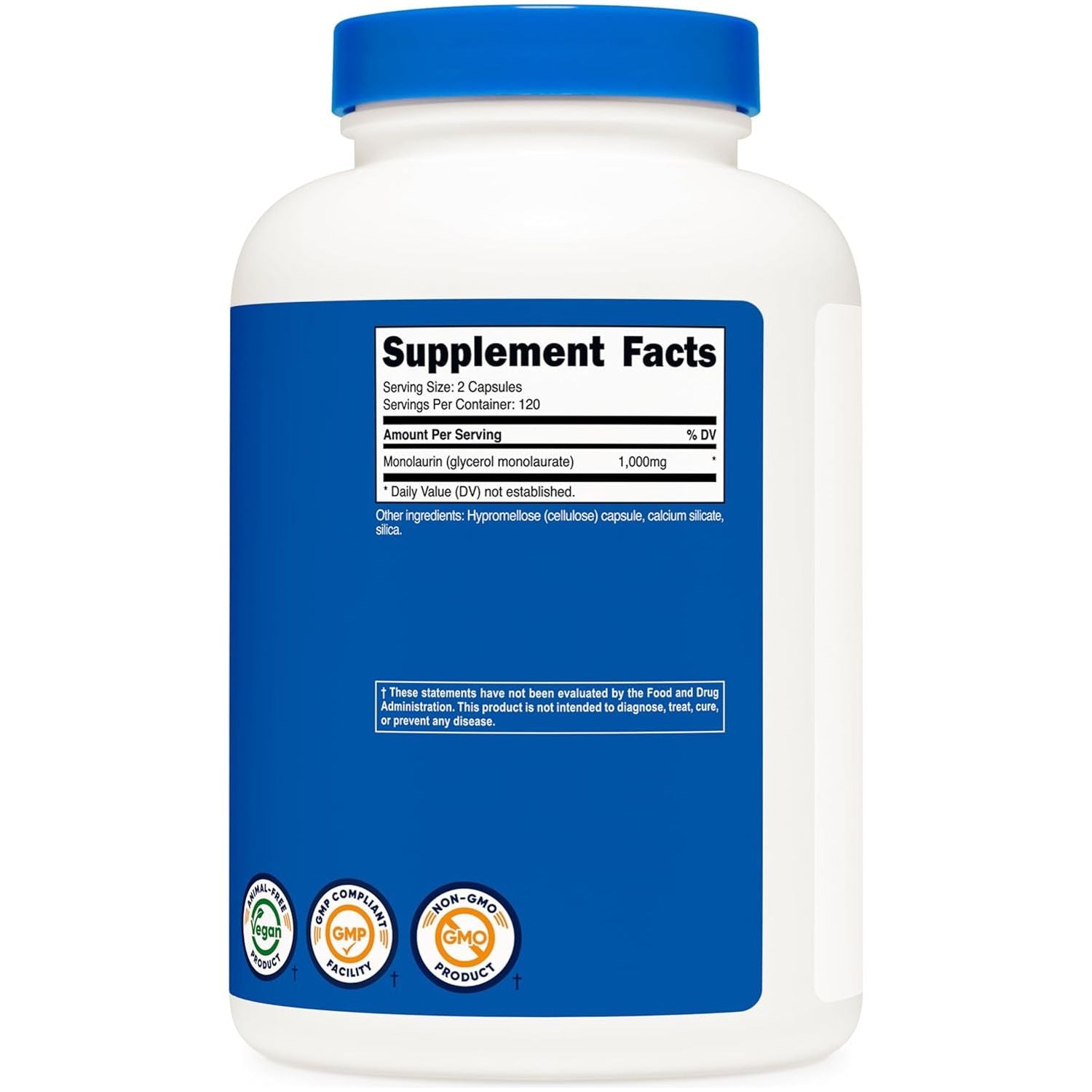 Nutricost Monolaurin 1000 Mg (120 Servings, 240 Capsules) - Gluten-Free, Non GMO, Vegan