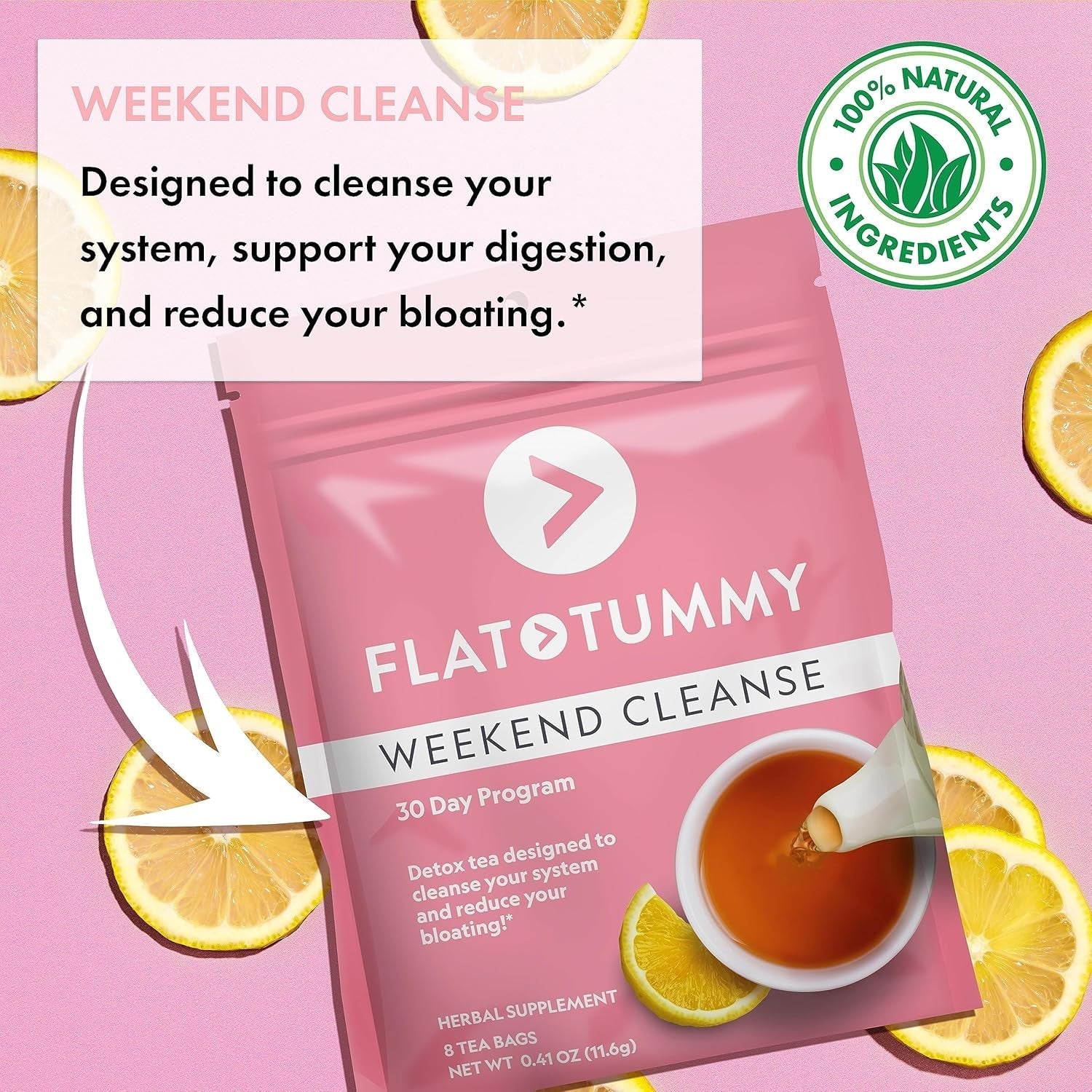 Flat Tummy Weekend Cleanse Tea - All Natural Colon Cleanse 30 Day Program