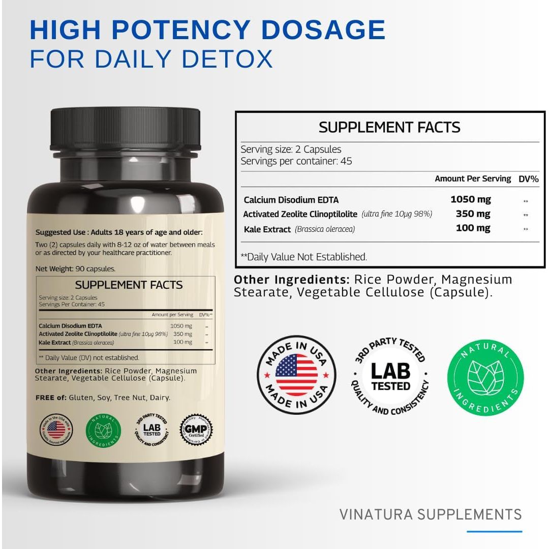 EDTA Capsules - 1500Mg per Serv, USA Made & Tested, Liver Support - 45 Servings