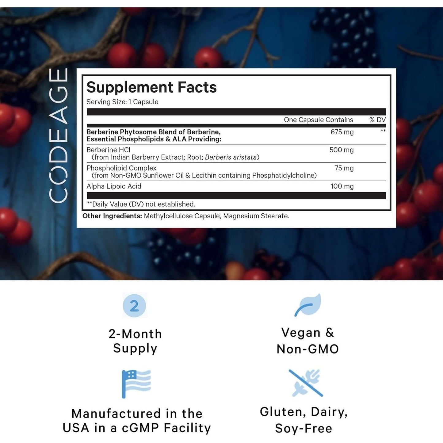 Codeage Berberine Phytosome Supplement - 2-Month Supply