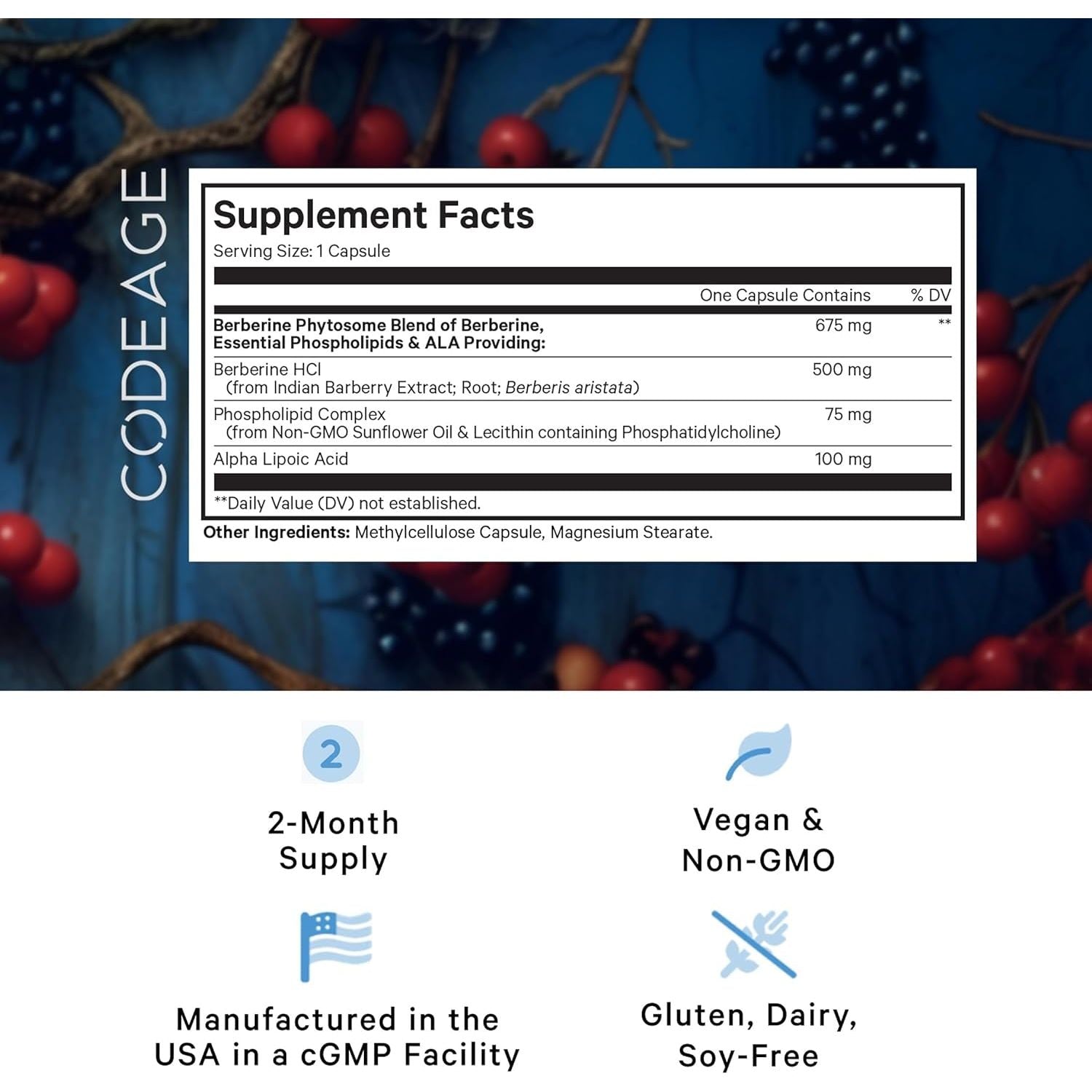 Codeage Berberine Phytosome Supplement - 2-Month Supply