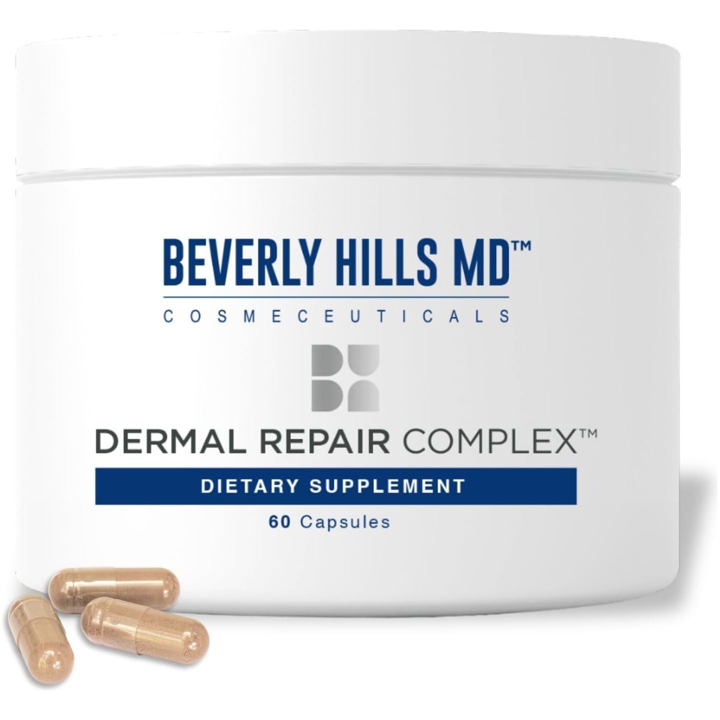 Beverly Hills MD Dermal Repair Anti-Aging Supplement - Hyaluronic Acid, Collagen, Vitamins for Smooth, Plump Skin