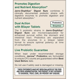 Jarrow Formulas Jarro-Dophilus Digest Sure Tablets, (5 Billion CFU) for Immune Support, 30 Day Supply