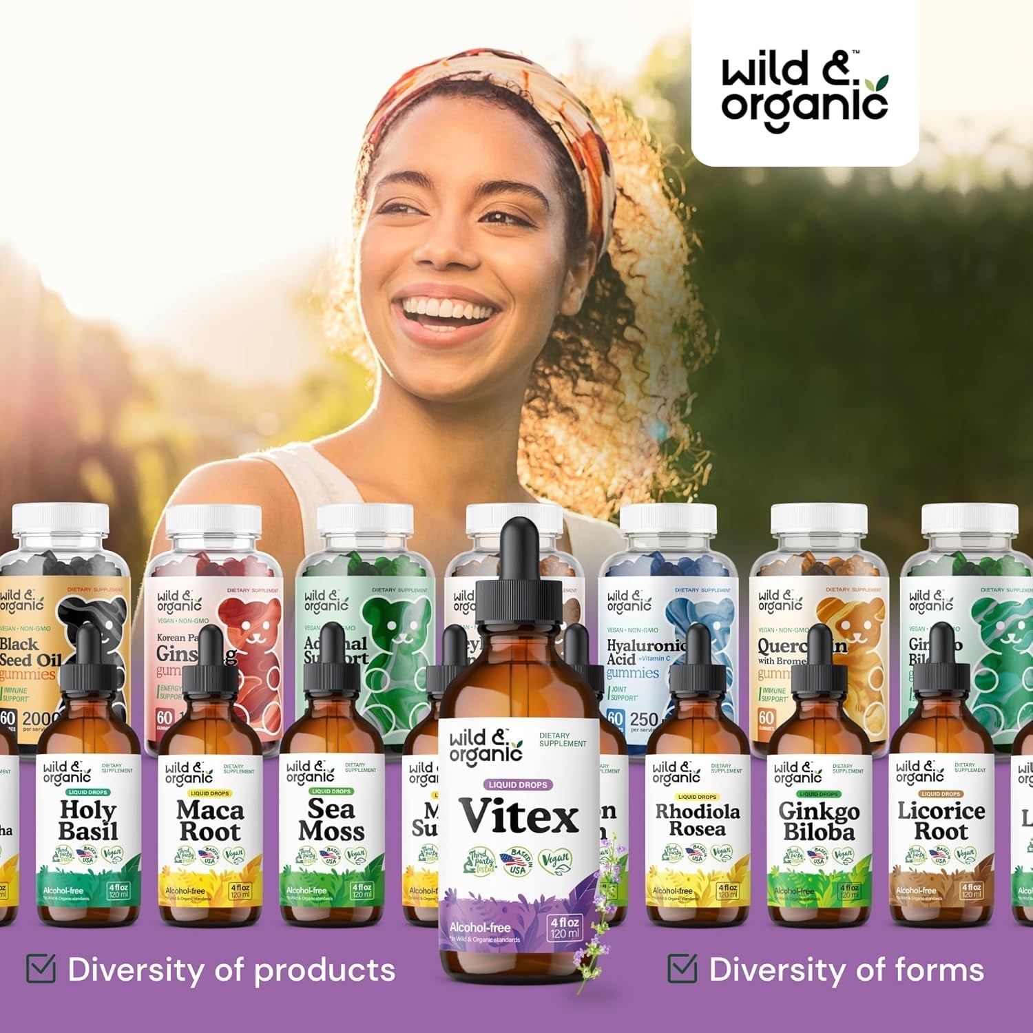Wild & Organic Vitex Tincture - Vitex Chasteberry Supplement for Good Mood  - 4 Fl Oz for Women