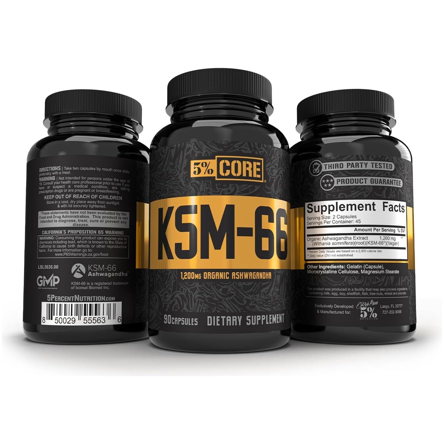 5% Nutrition Core KSM-66 Ashwagandha 1,200Mg  (45 Servings)