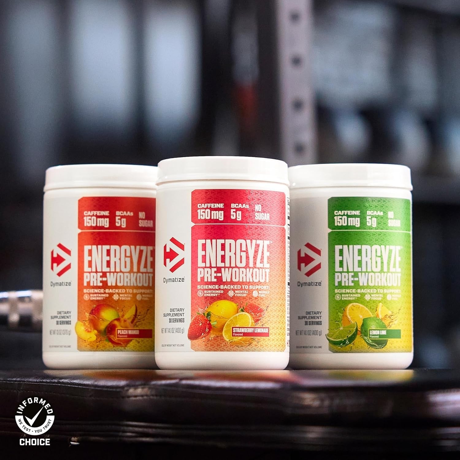 Dymatize Energyze Pre Workout Powder, Strawberry Lemonade Flavor, 150Mg Caffeine, 5G Bcaas, 30 Servings