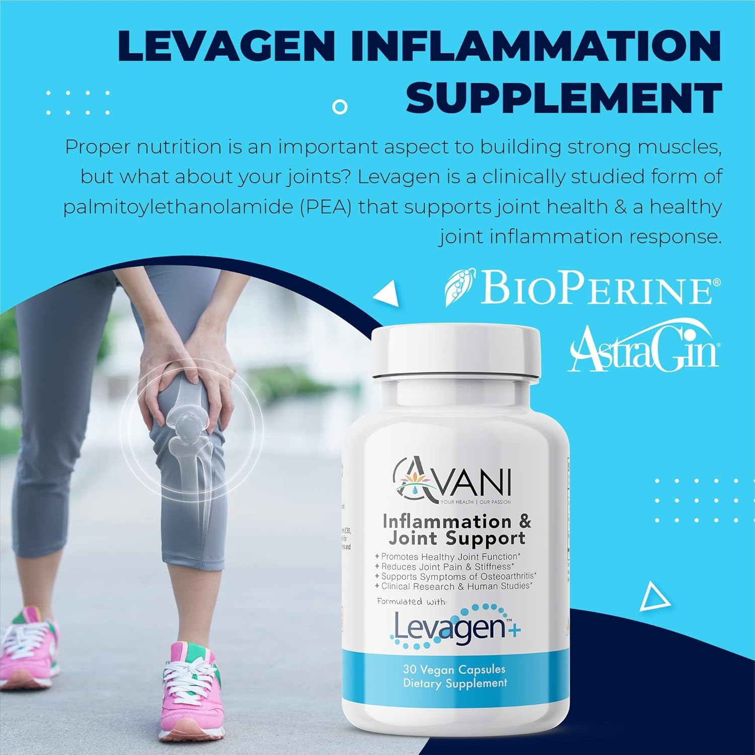 Levagen Inflammation Supplement - Joint Support and Comfort, Reduce Joint Pain and Stiffness  30 Vegan Capsules