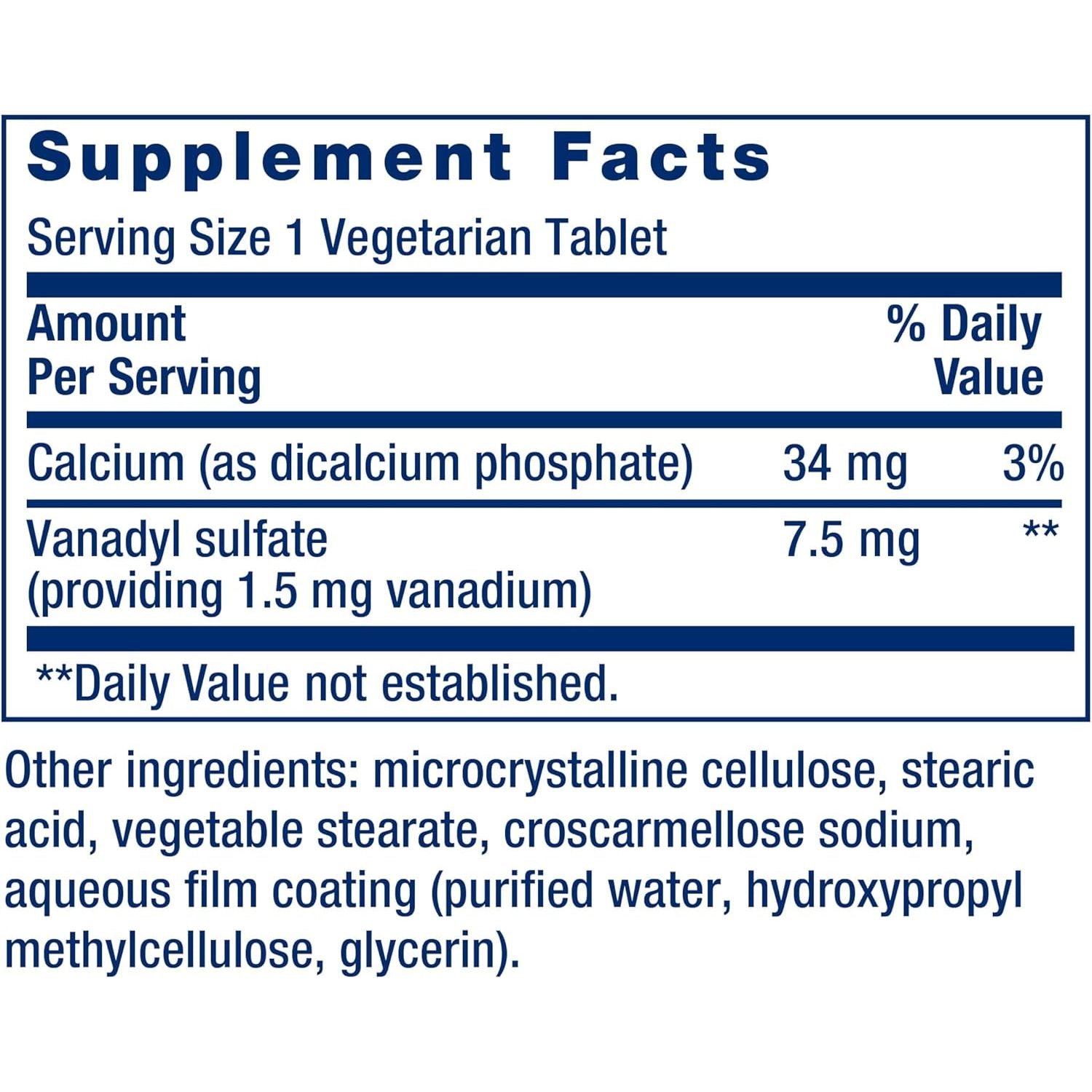 Life Extension Vanadyl Sulfate, Trace Mineral, Vanadium, Healthy Glycemic Balance, 100 Tablets