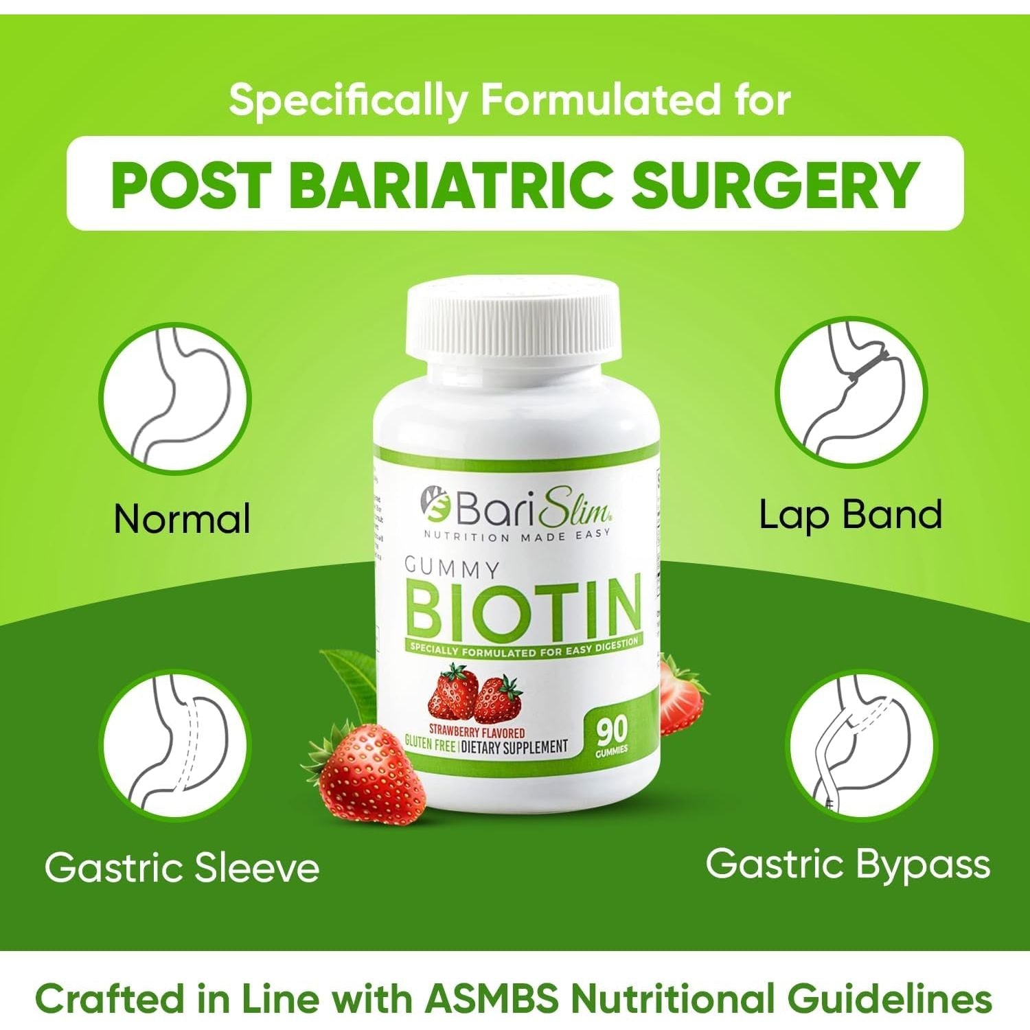 Barislim Bariatric Vitamin Biotin Gummies for Patients after Weight Loss Surgery - 90 Fruit Chews