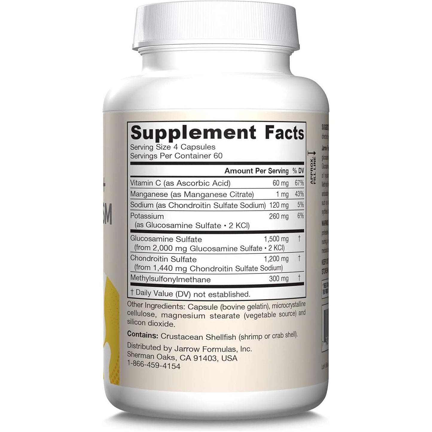 Jarrow Formulas Glucosamine + Chondroitin + MSM Capsules, Joint Support Supplement with Vitamin C and Manganese, 240 Capsules,