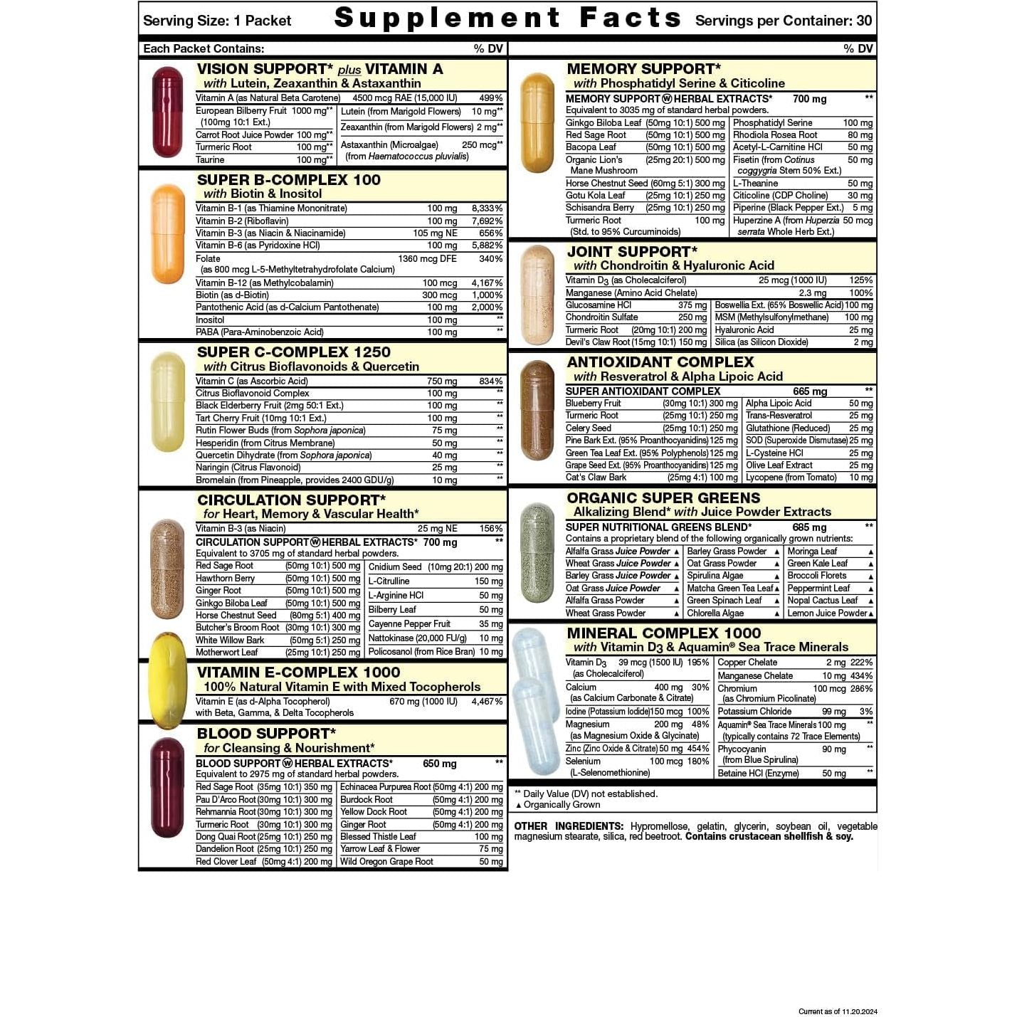 Supreme Start Complete Daily Vitamin Pack | Anti-Aging & Rejuvenation, Skin Booster & Joint Support (30 Packets)
