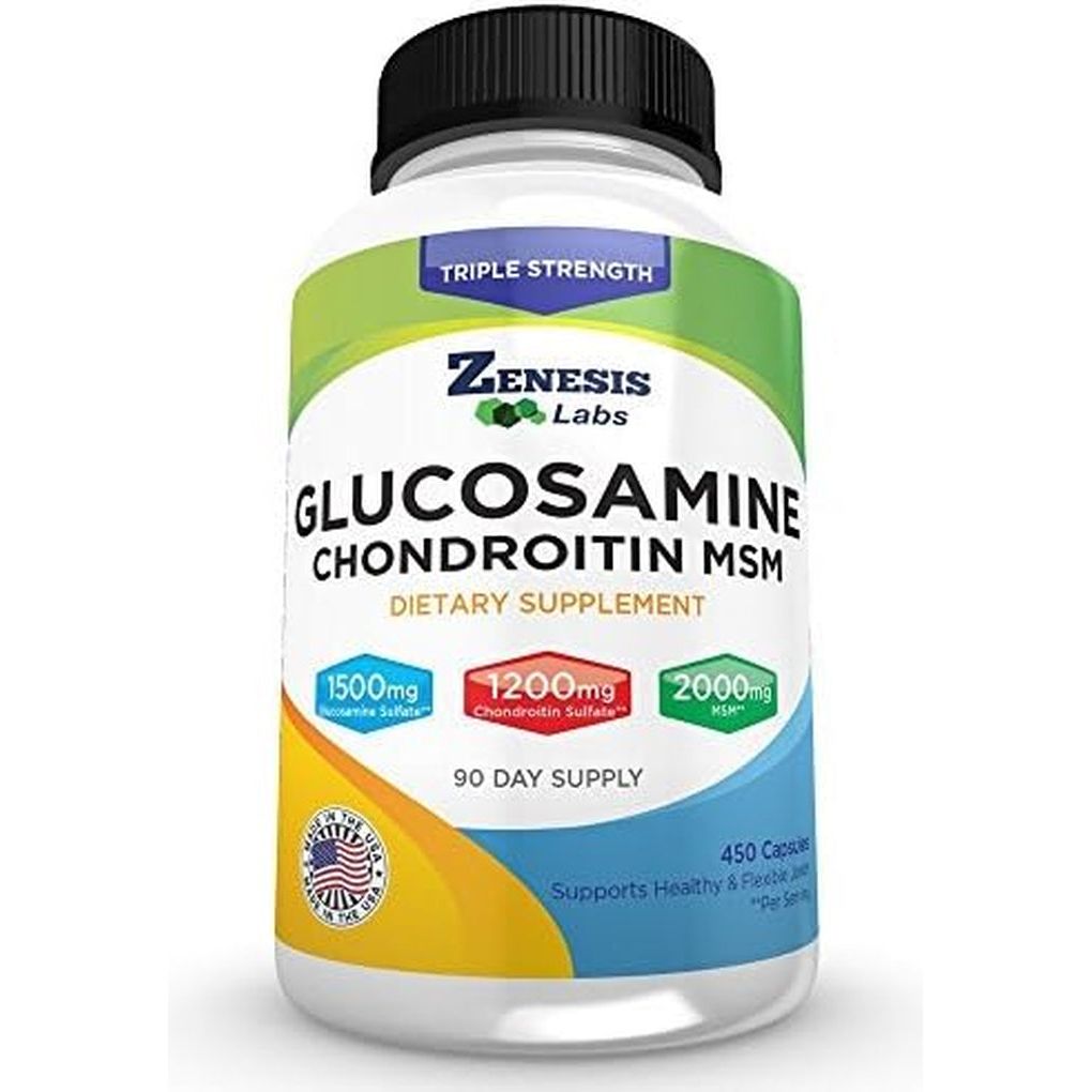 Zenesis Labs Glucosamine Sulfate + Chondroitin + MSM Combination Joint & Cartilage Supplement 450 Capsules