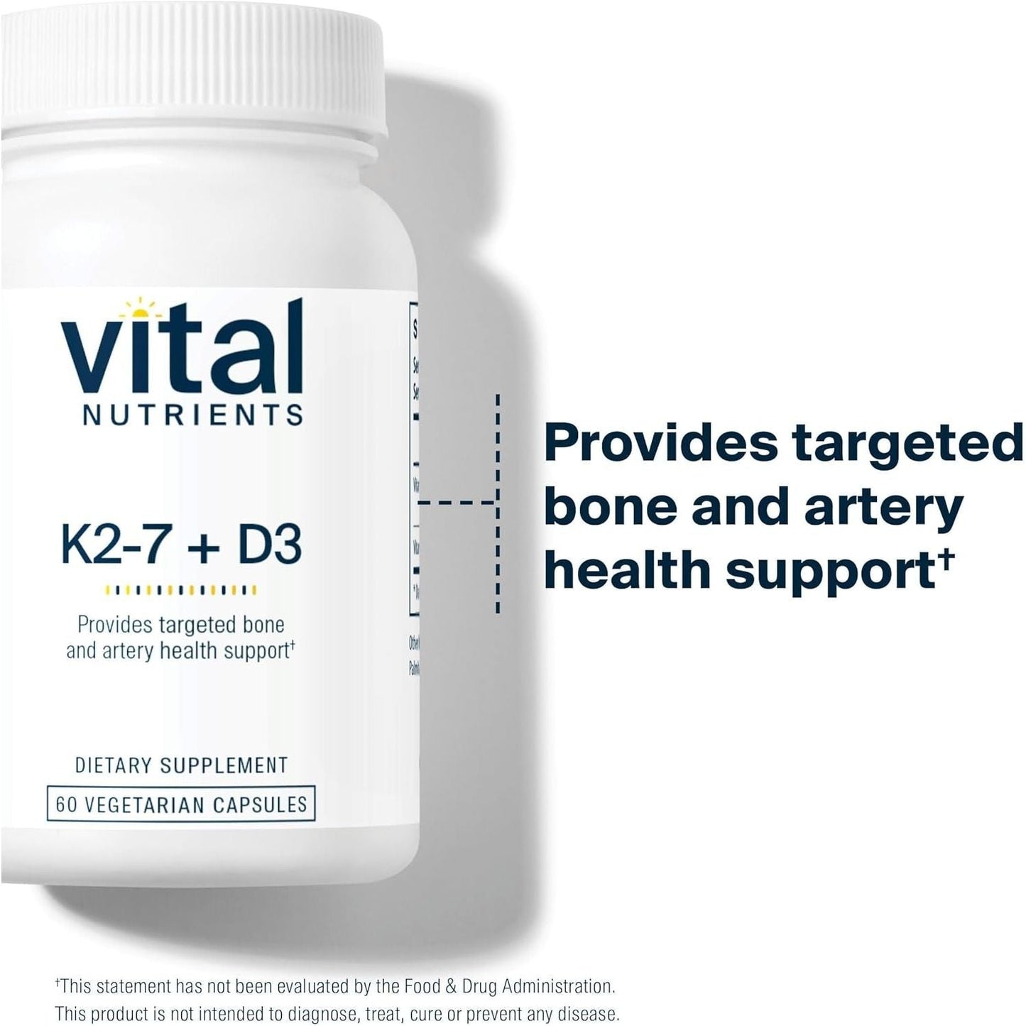 Vital Nutrients Vitamin D3 + K2 | 2000 IU  for Muscle & Bone Health 60 Capsules