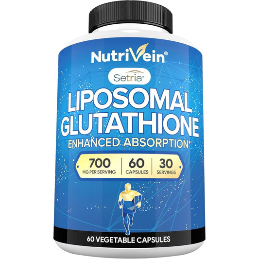 Nutrivein Premium Liposomal Glutathione Supplement 700 Mg - Cell Protection, Cleansing, Liver, Brain, and Defenses 60 Caps