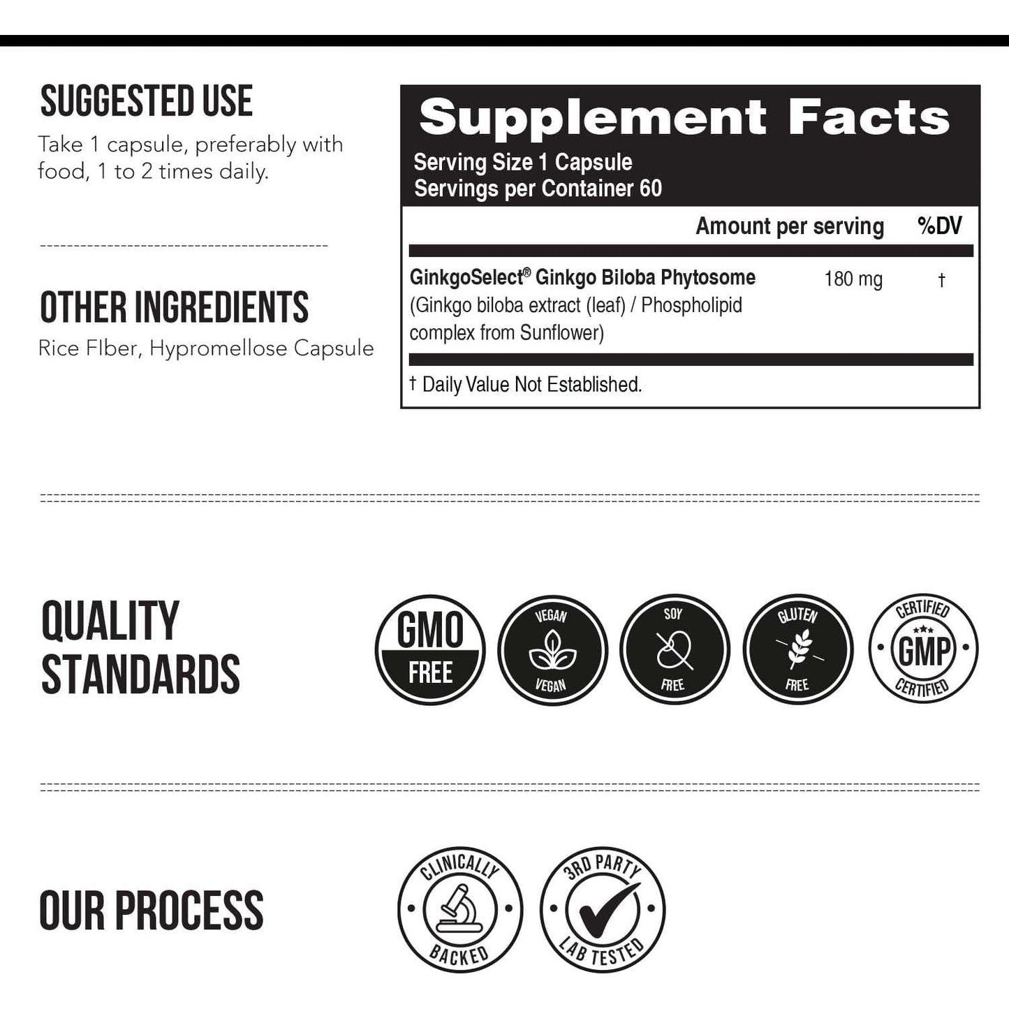 Soactive Ginkgo Biloba | Brain, Heart, Mood & Memory Support Supplement - (180 Mg/60 Capsule)