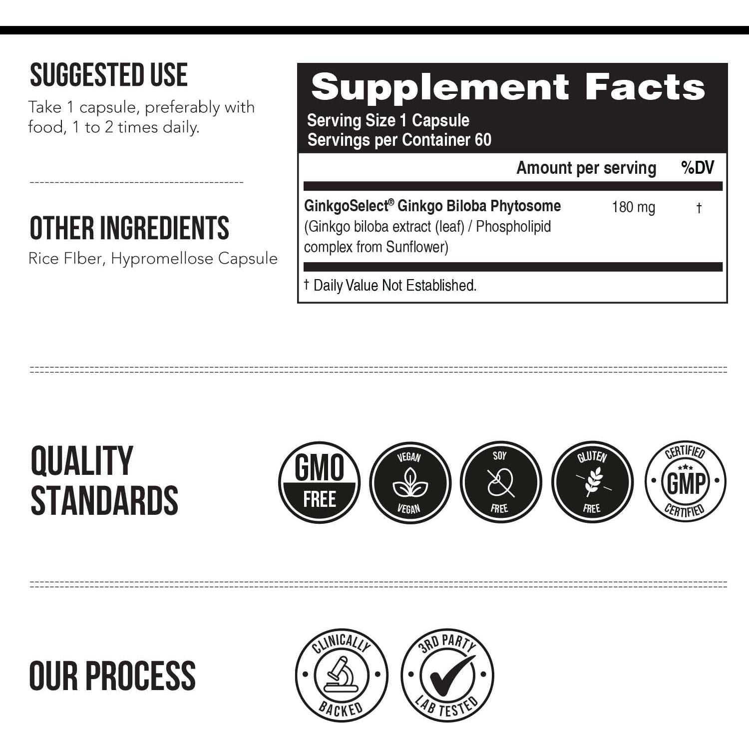 Soactive Ginkgo Biloba | Brain, Heart, Mood & Memory Support Supplement - (180 Mg/60 Capsule)