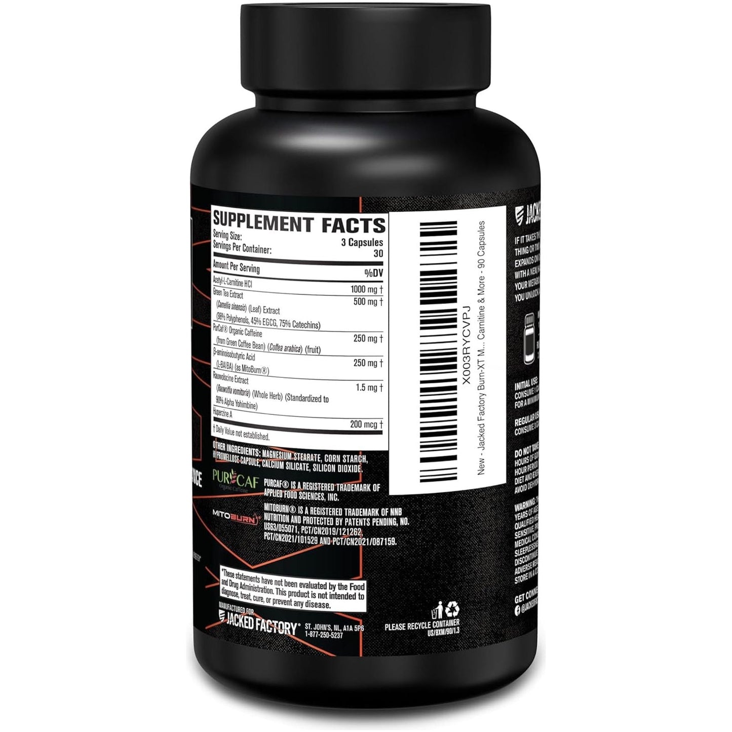 Jacked Factory Burn-Xt Max - High-Performance Thermogenic Fat Burner & Appetite Suppressant 90 Capsules