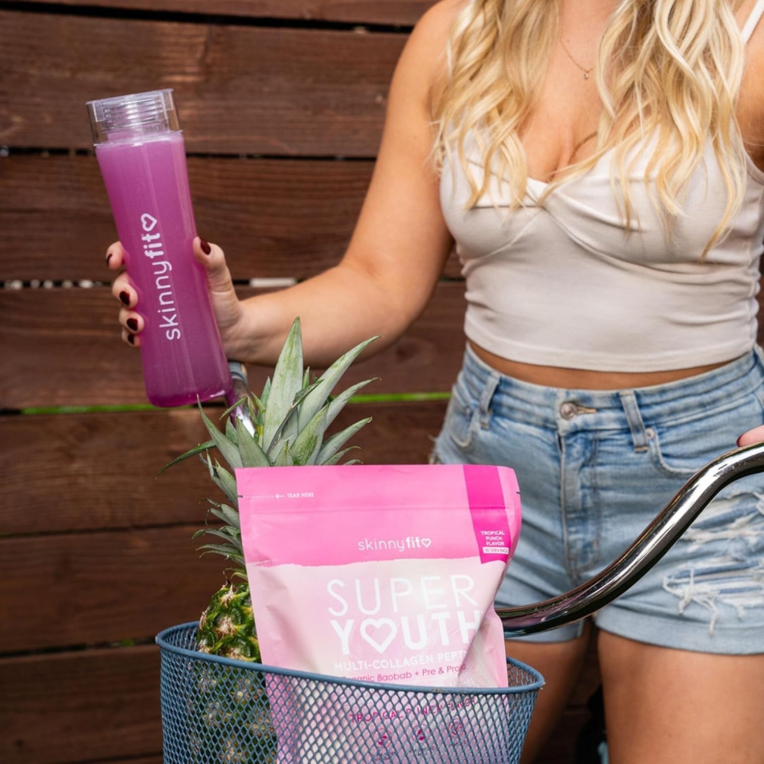 Skinnyfit Super Youth Tropical Punch Multi-Collagen Peptides + Probiotics, 30 Servings