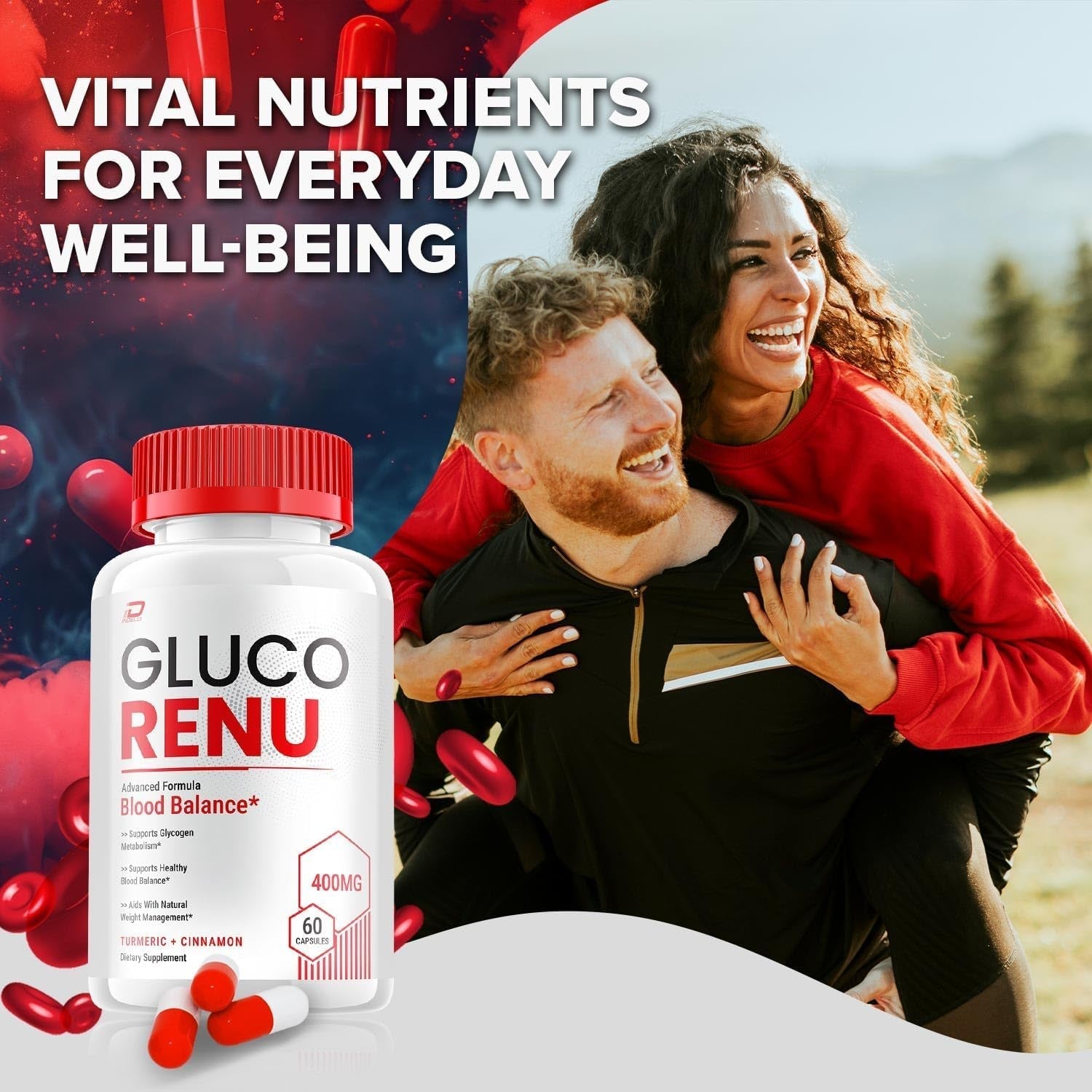 Advanced Gluco Renu Capsules, All Natural Formula to Maintain Healthy Levels (60 Capsules)