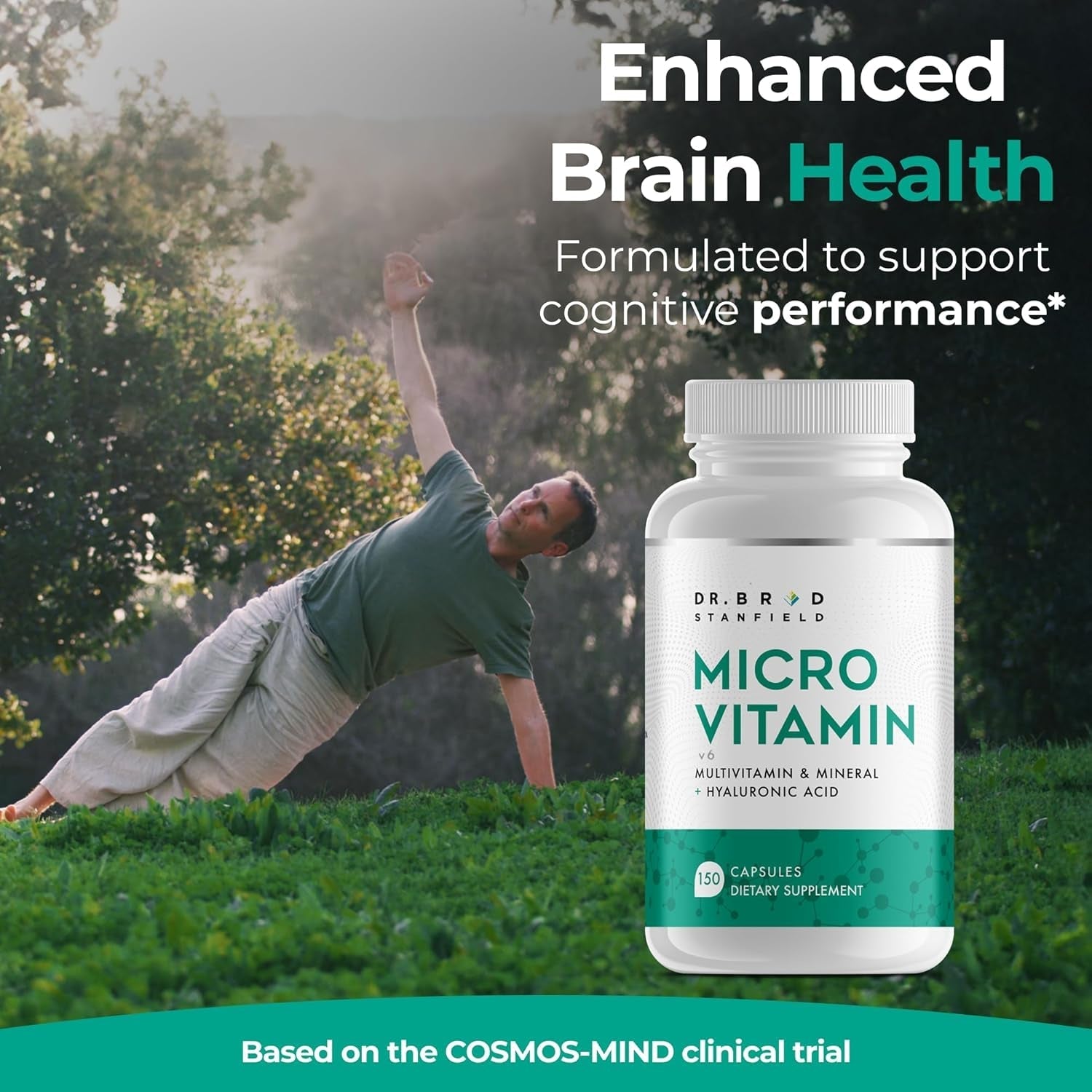 Daily Low Dose Multivitamin & Mineral to Support Cognitive Performance & Memory + Hyaluronic Acid for Skin Health + TMG for Exercise (150 Count)