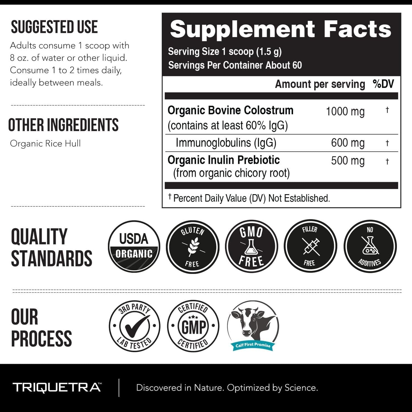 C-Strum® Organic Bovine Colostrum Powder, 60% Igg - Gut, Immunity, Skin & Hair Support (60 Servings)