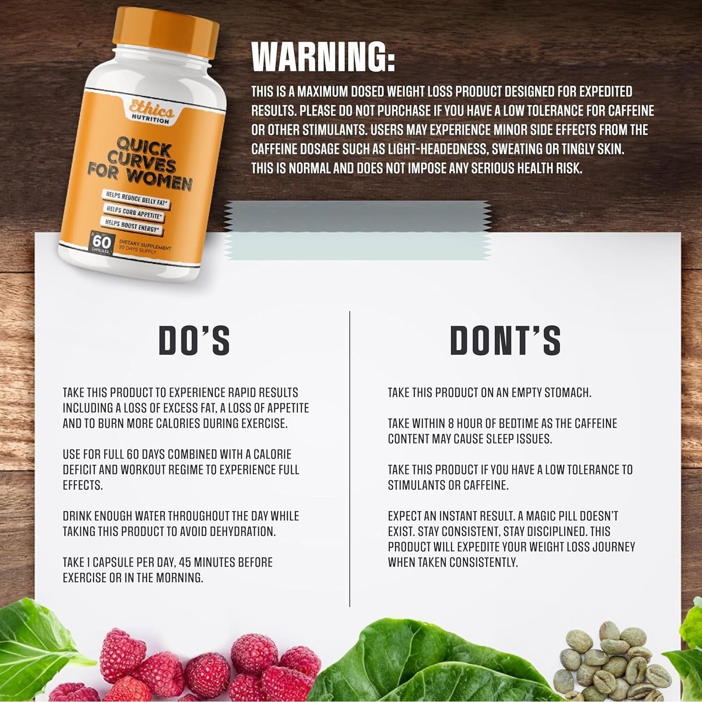 Quick Curves - Fat Burner Weight Loss Pills for Women | Appetite Suppressant 60 Capsules