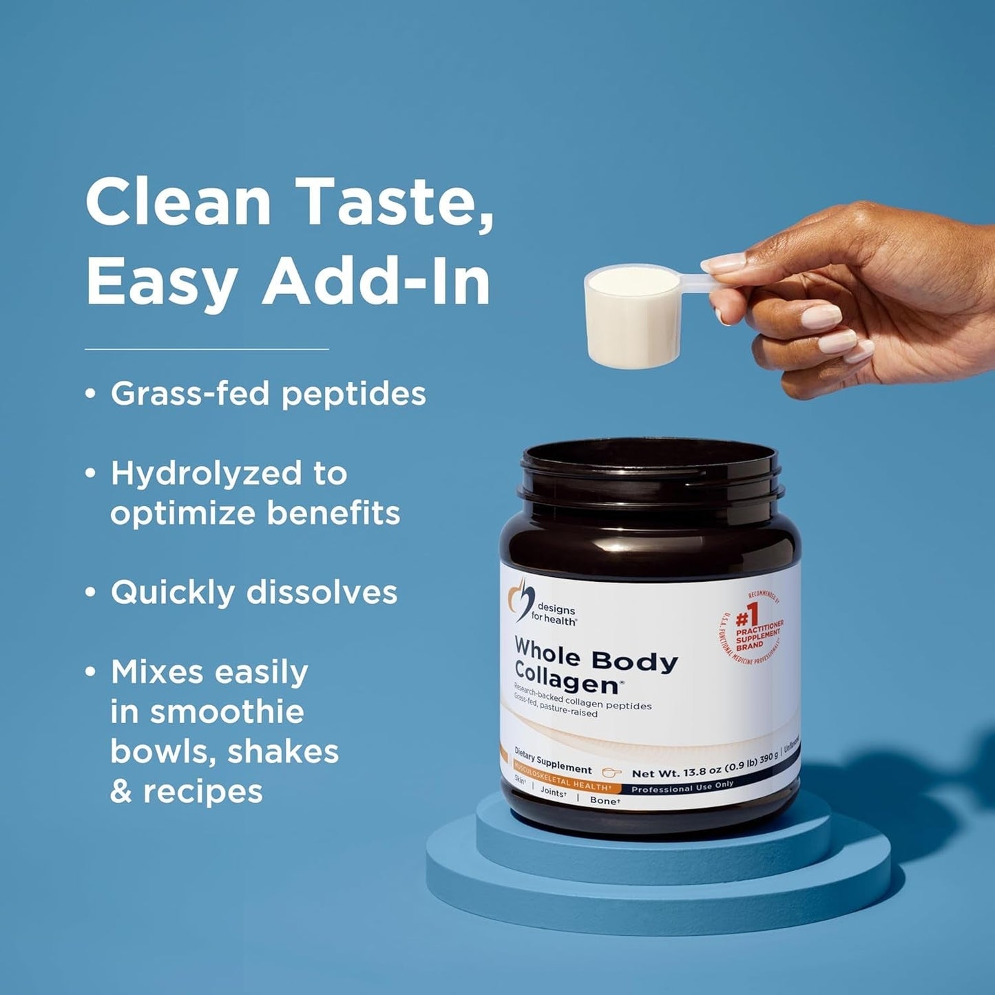 Designs for Health Whole Body Collagen Powder for Skin, Joint + Bone Health (30 Servings)