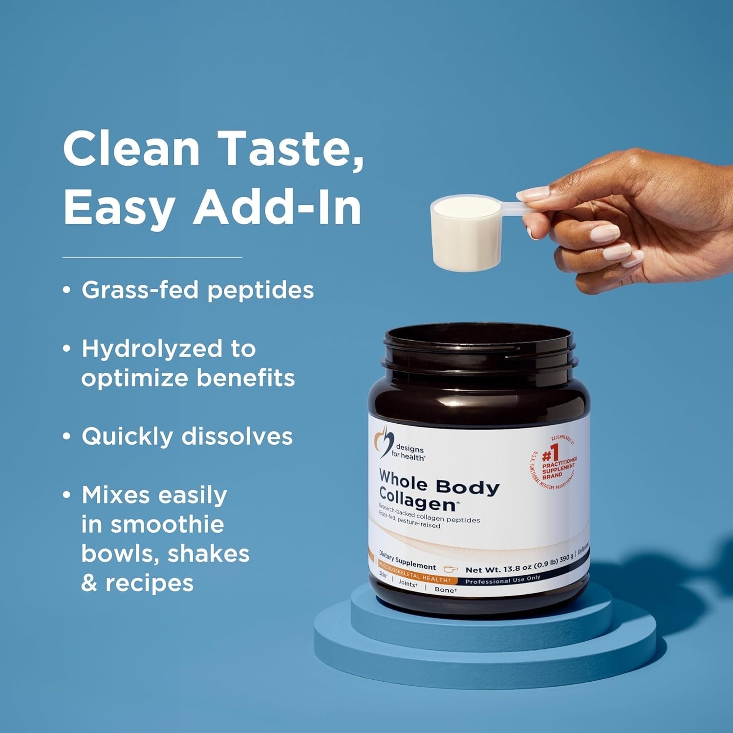 Designs for Health Whole Body Collagen Powder for Skin, Joint + Bone Health (30 Servings)