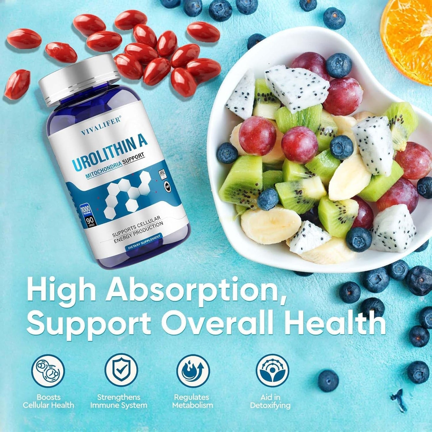 1000 MG Urolithin a Supplement for Healthy Aging and Mitochondrial Support, Cell Repair 90 Softgels