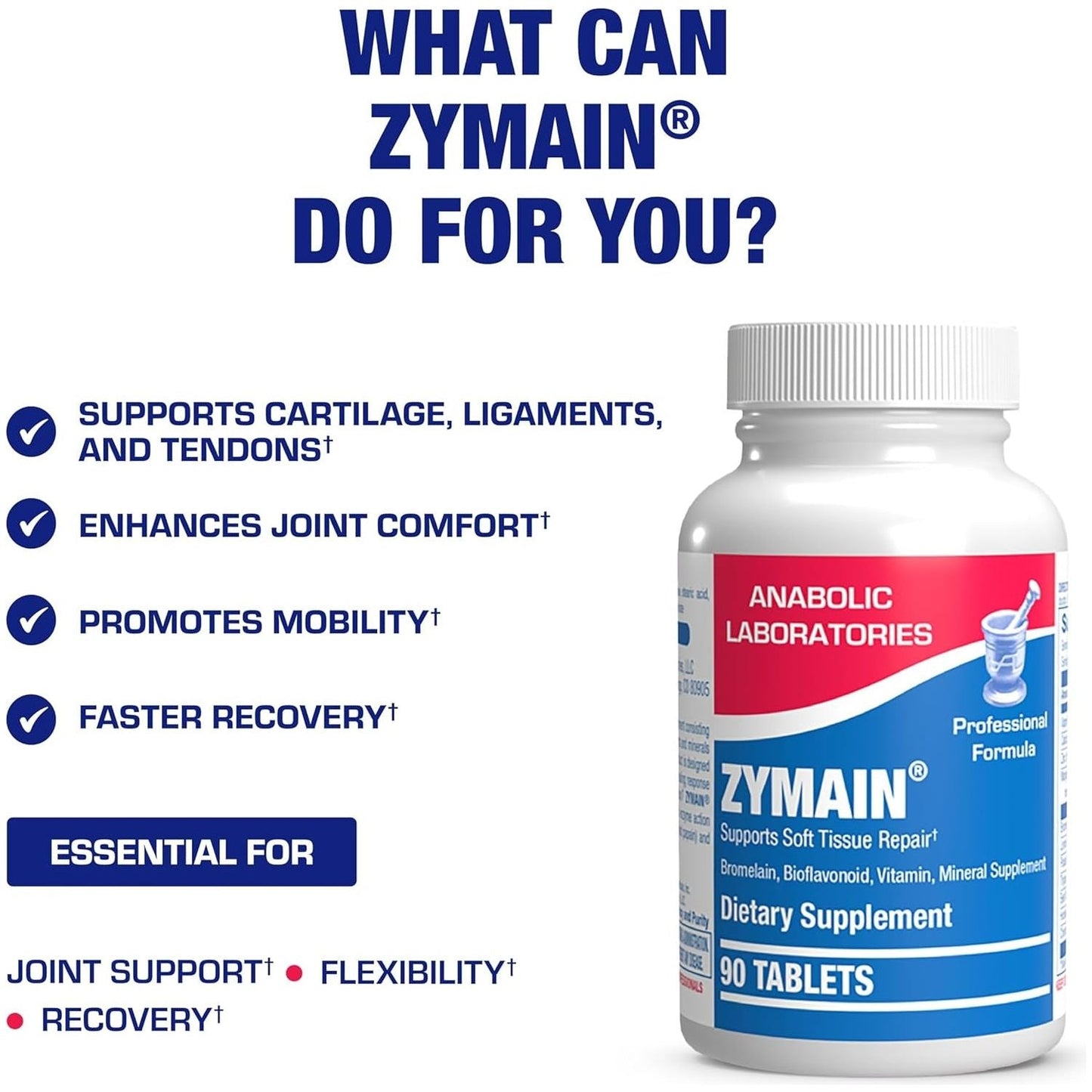 Cartilage Ligament and Tendon Supplement for Enhanced Comfort &  Mobility Zymain 90 Support