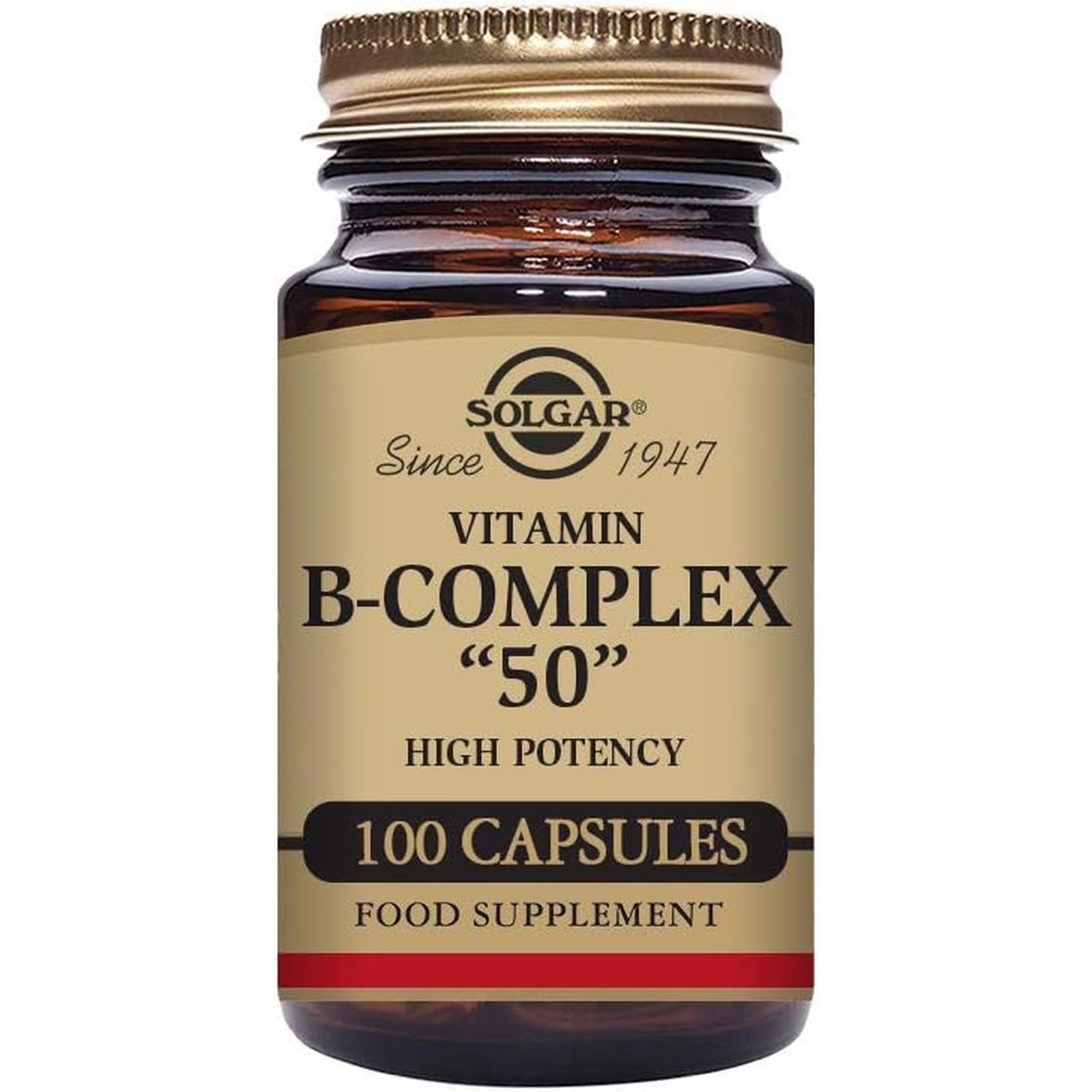 Solgar Bcomplex “50” Vegetable Capsules Energy Metabolism Cardiovascular Support & Nervous System Support 100 Count